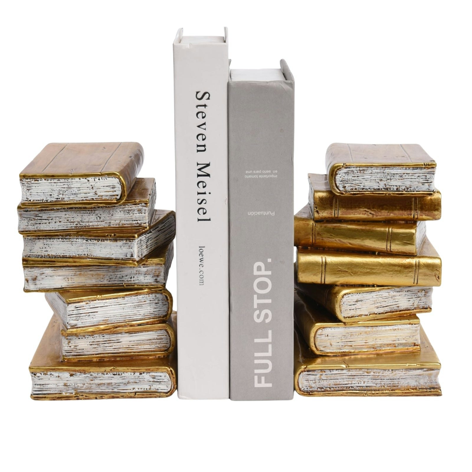 Maison Des Cadeaux Gold Antique Book Theme Bookends