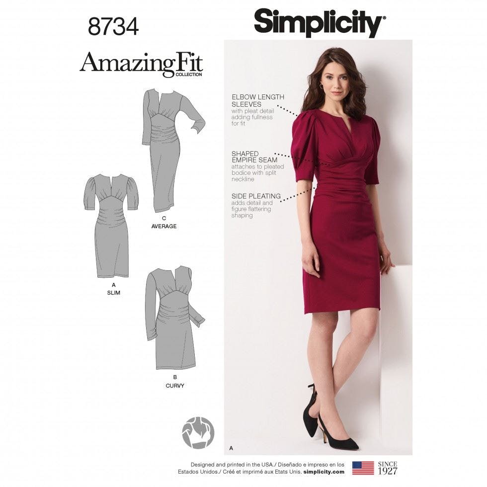 Simplicity Women's Sewing Pattern 8734, Dresses For Bb (20W-28W) - Intermediate - Bb (20W-28W)