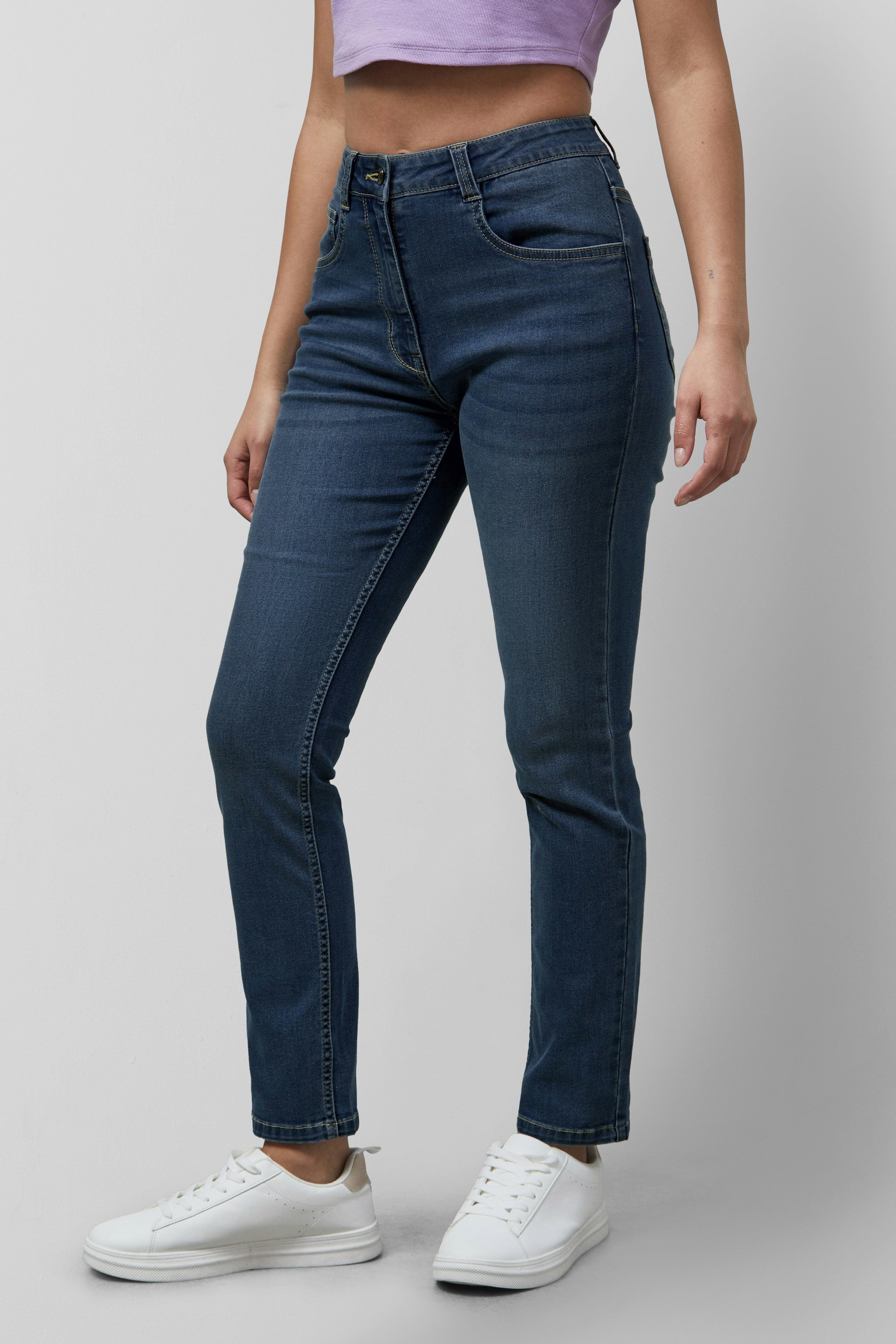 Enorsia Women's Blue Slim Fit Jeans - 18 - 68% Cotton, 27% Poly, 3% Rayon, 2% Spandex - Deep