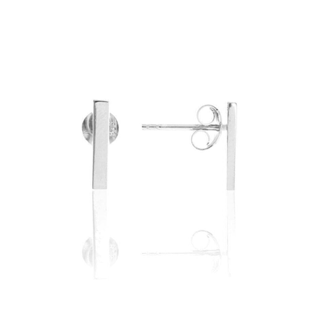 Spero London Women's Silver Bar Stud Plain Earrings Sterling