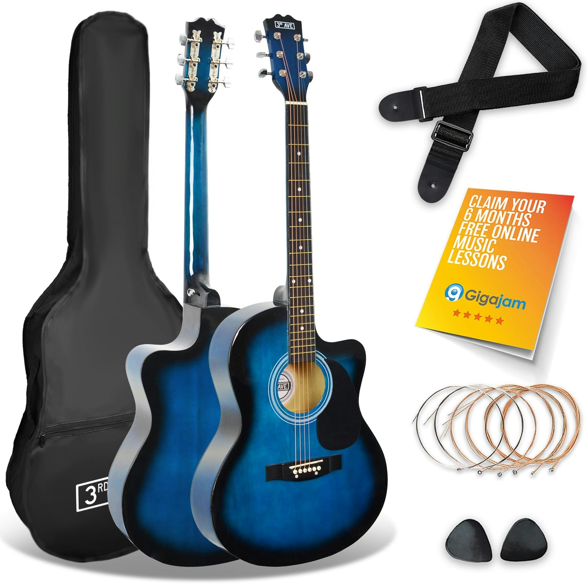 3Rd Avenue Full Size Cutaway Acoustic Guitar Pack - Blueburst