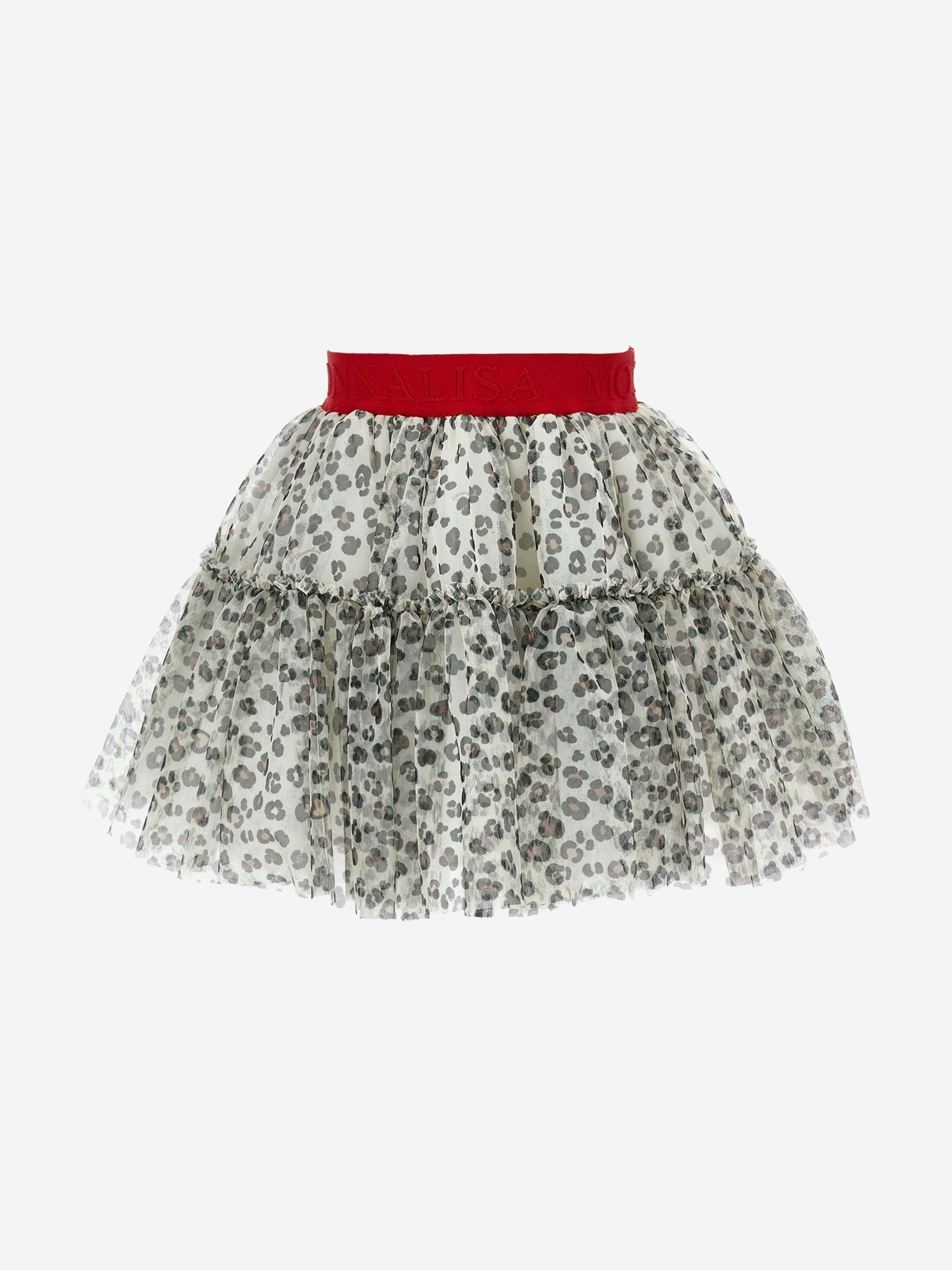 Monnalisa Girls Beige Leopard Tulle Tutu In - 10 Yrs