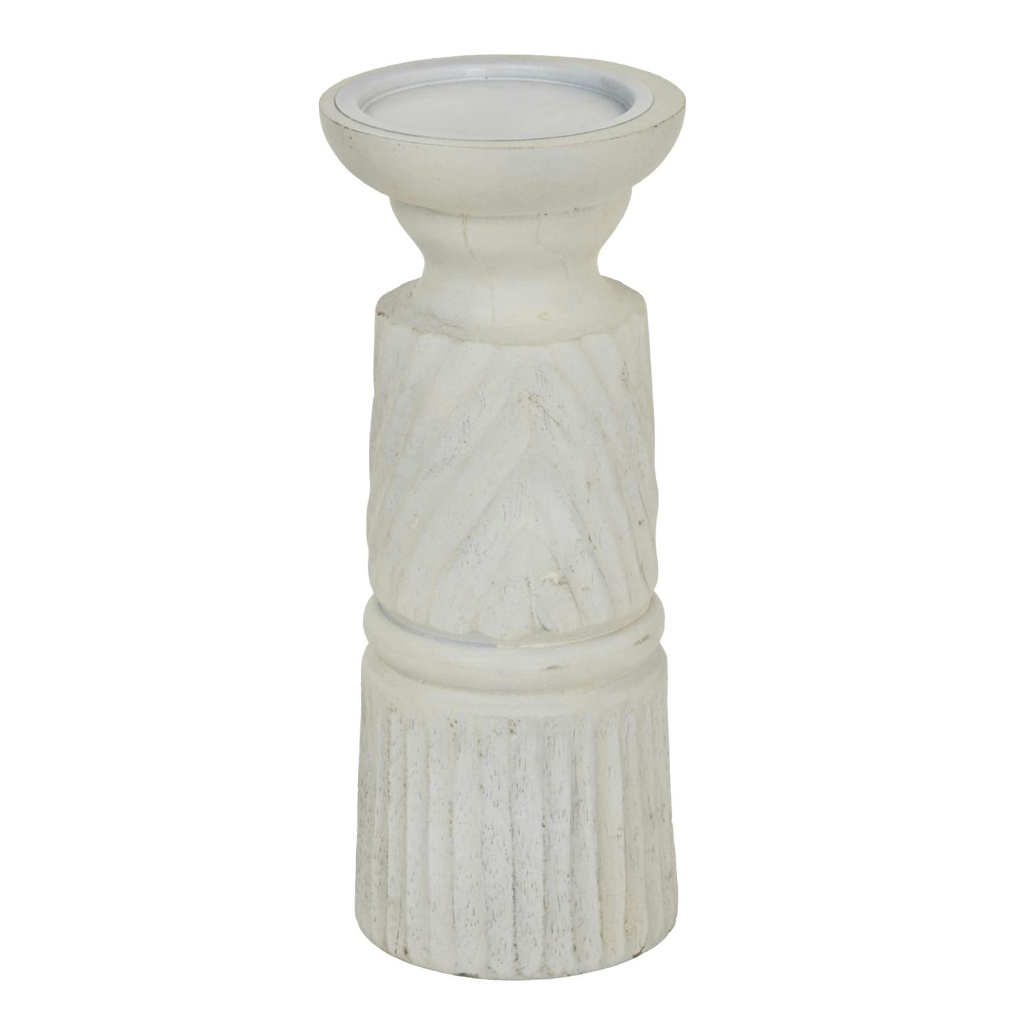 Hill Interiors White Carved Candle Holder - One Size - 100% Mixed