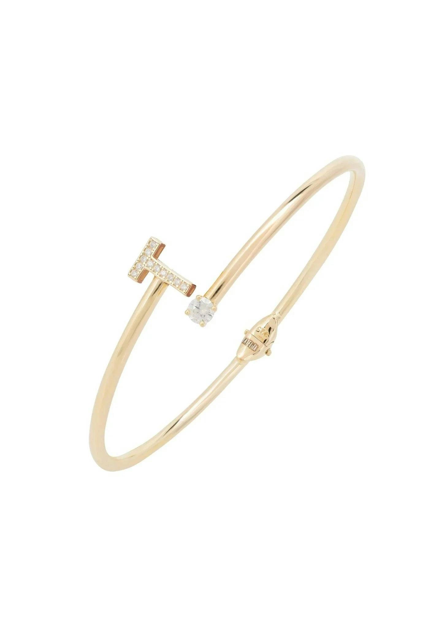Latelita Gold Initial Bangle T