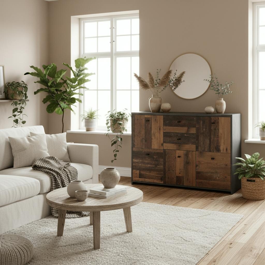 Wyld Haus Dark Willowmere Vintage Wood Chest Storage Cabinet 2 Drawers 5 Doors