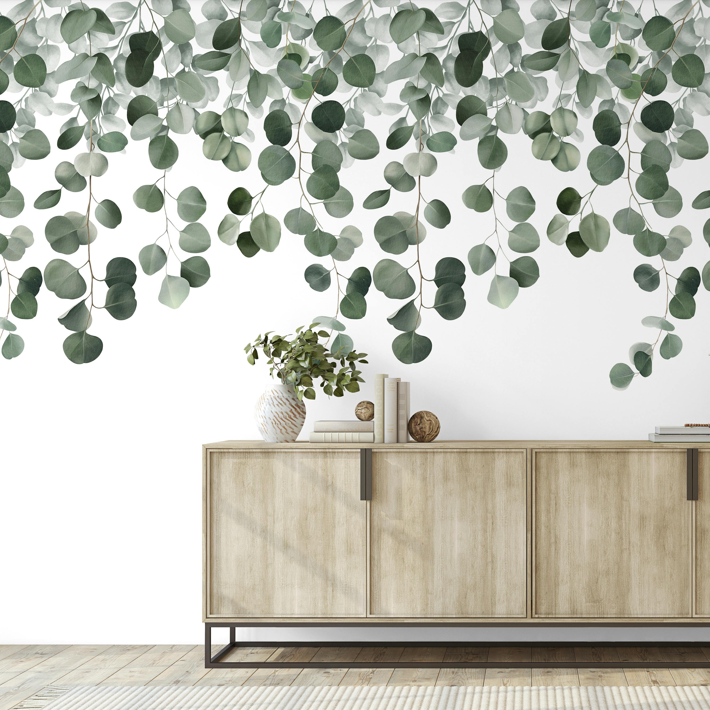 Grandeco Green Icarus Cascading Photographic Leaves 3 Panel Repeatable Mural 1.59 X 2.8M