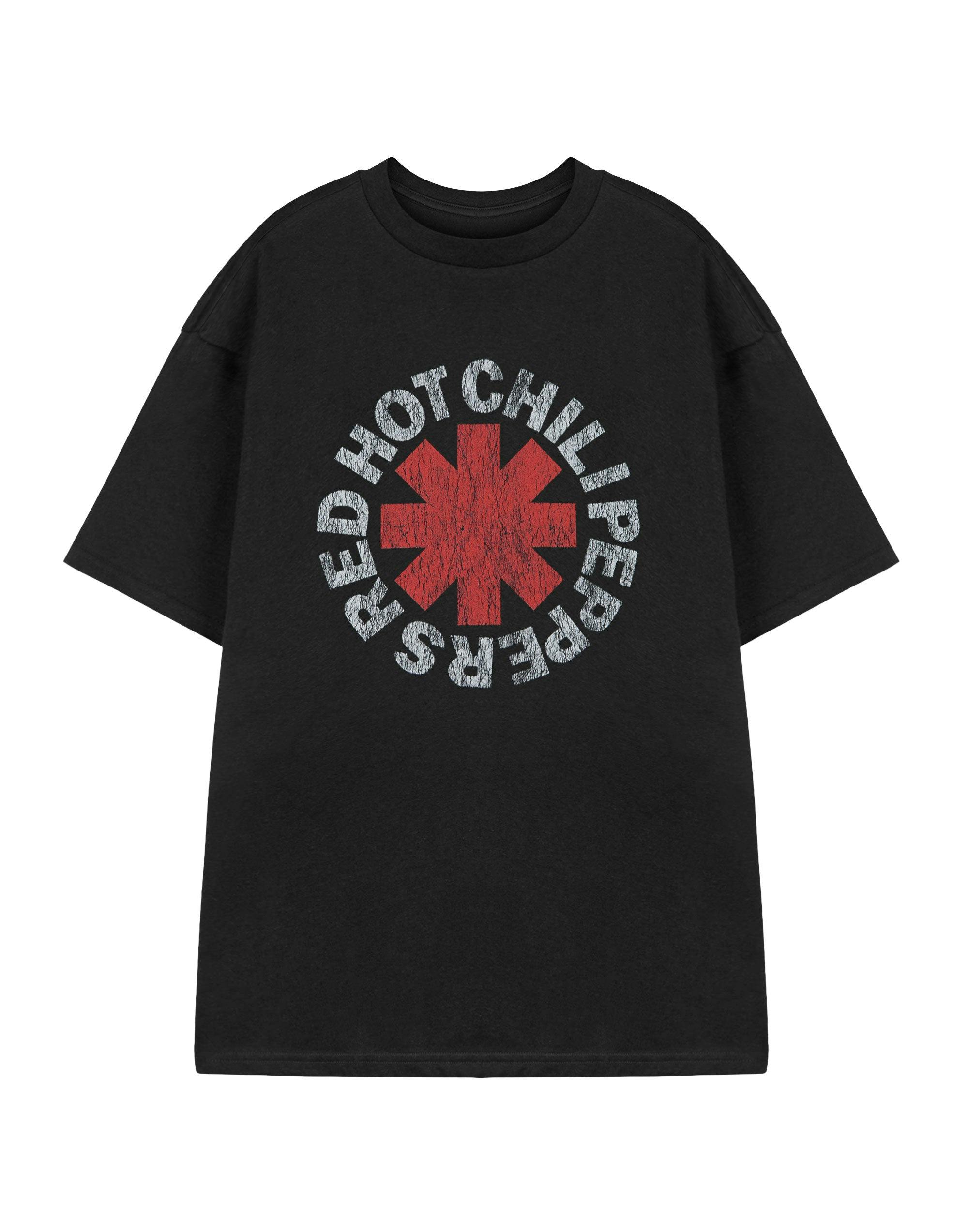 Vanilla Underground Unisex Red/Black Hot Chili Peppers Logo T-Shirt Short Sleeved T-Shirt - Small