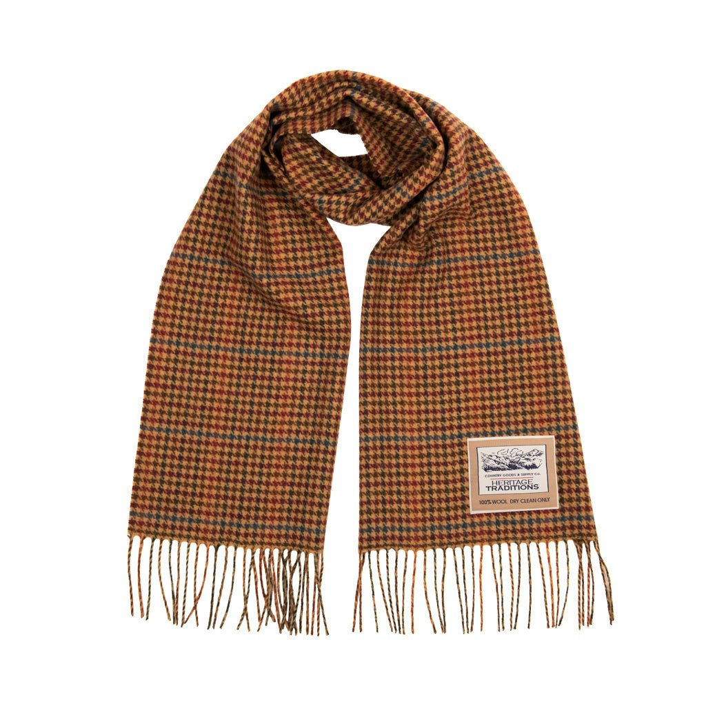 Heritage Traditions Men's Check Wool Scarf - Antique Hound
