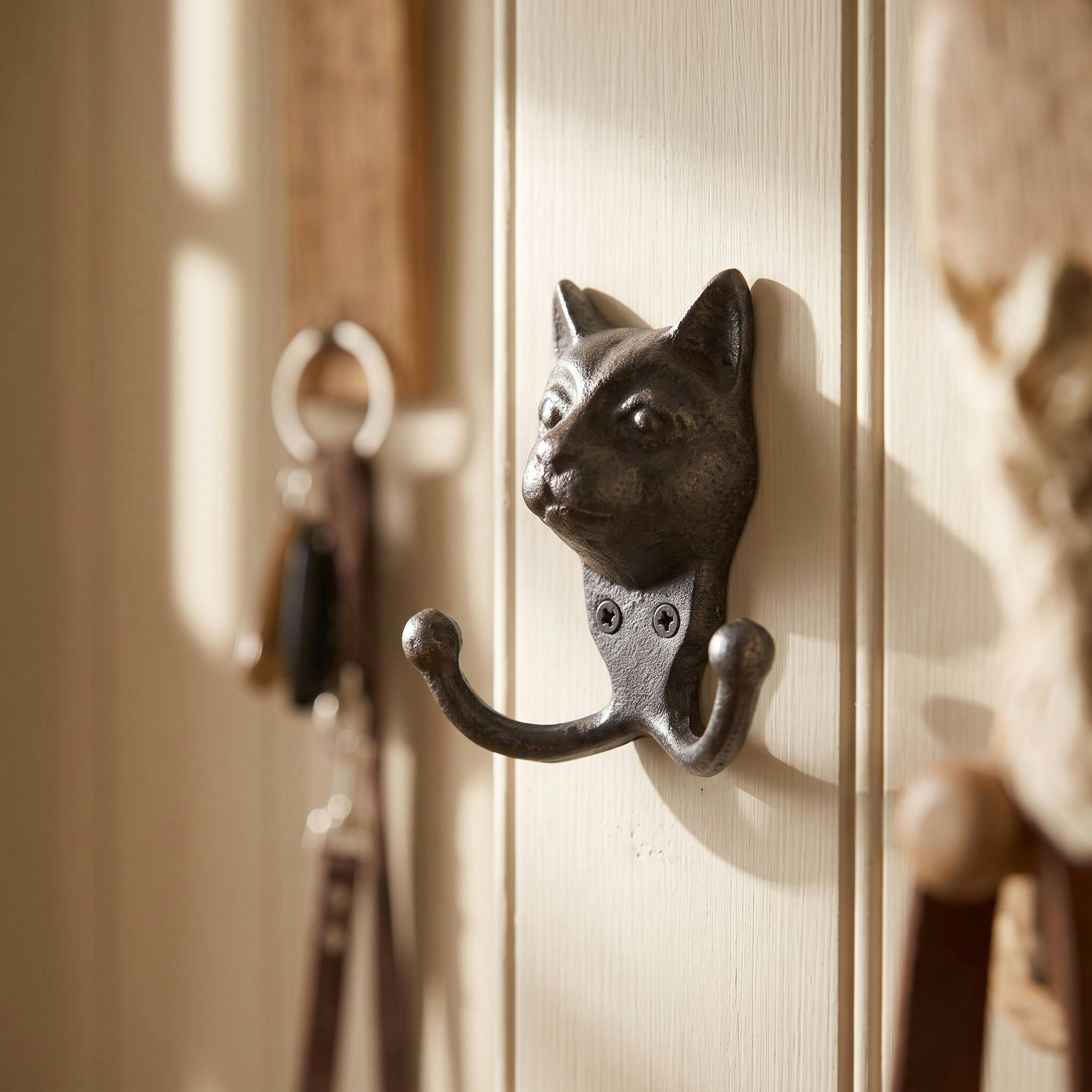 Oakcrafts Cast Iron Novelty Cat Coat Hook - 110mm x 100mm - Image 2