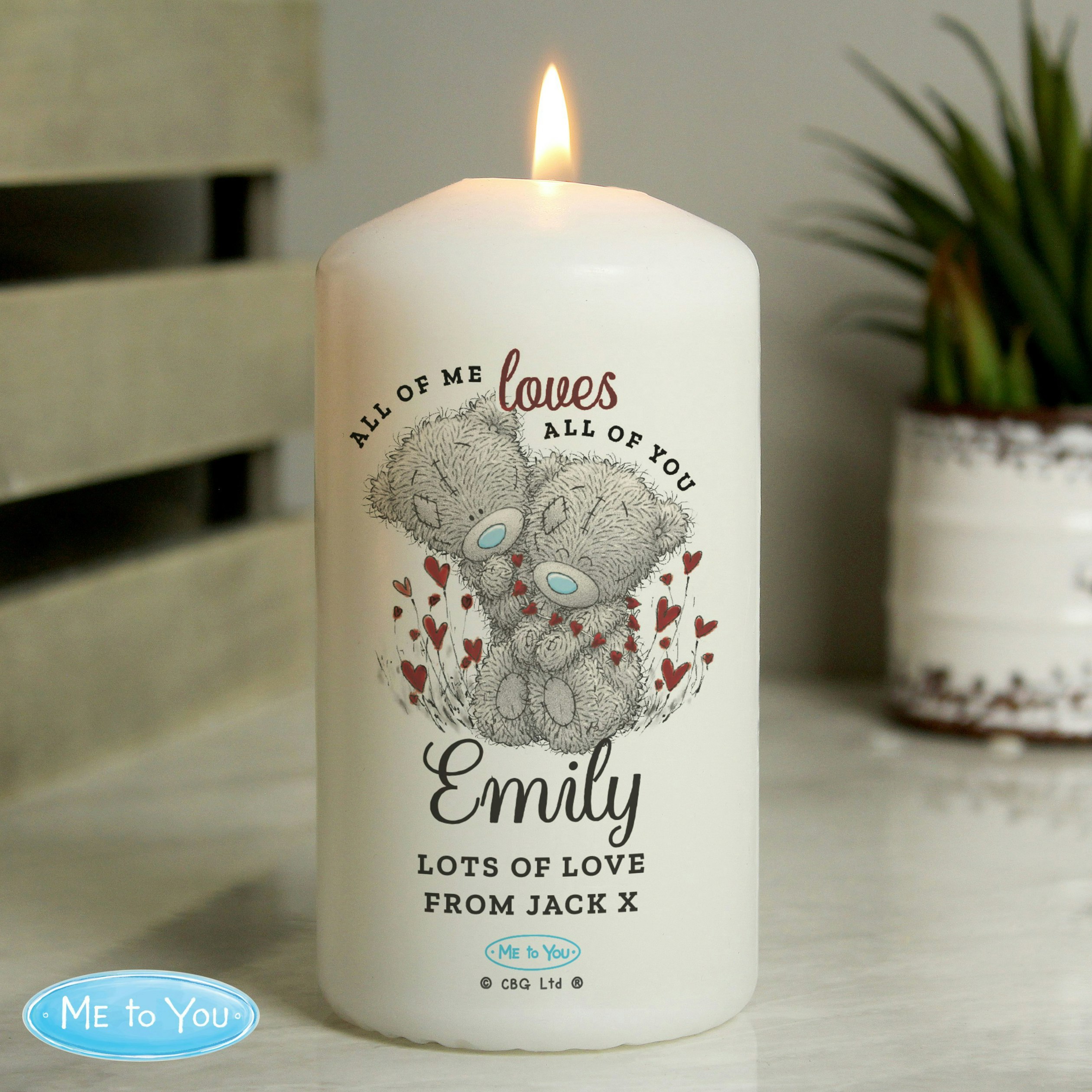 Personalised Memento Company Personalised Me To You Valentine Pillar Candle
