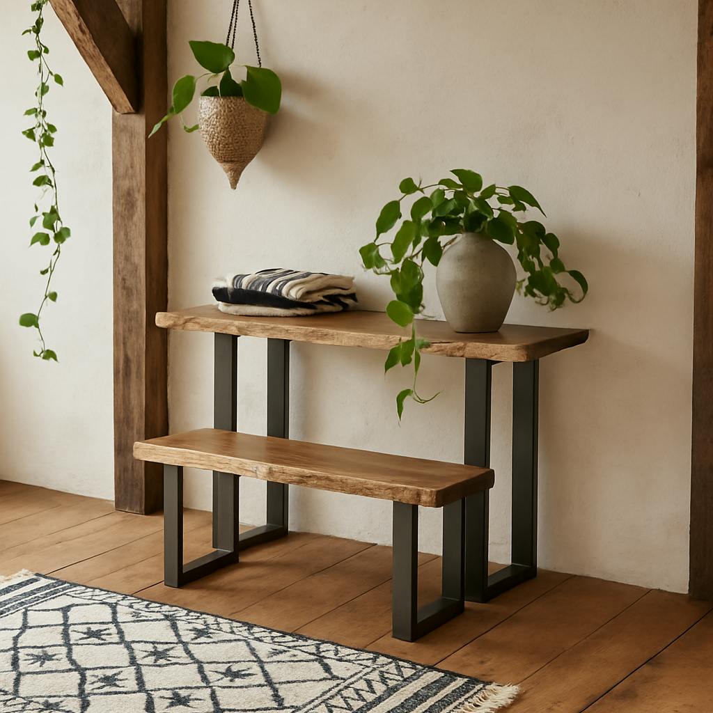 Wyld Haus Grain Wellington Acacia Wood Live Edge Modern Console Table