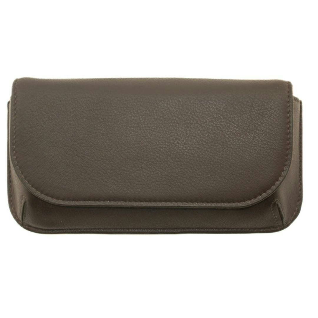 Mala Leather Unisex Brown Large Structured Glasses / Sunglasses Case