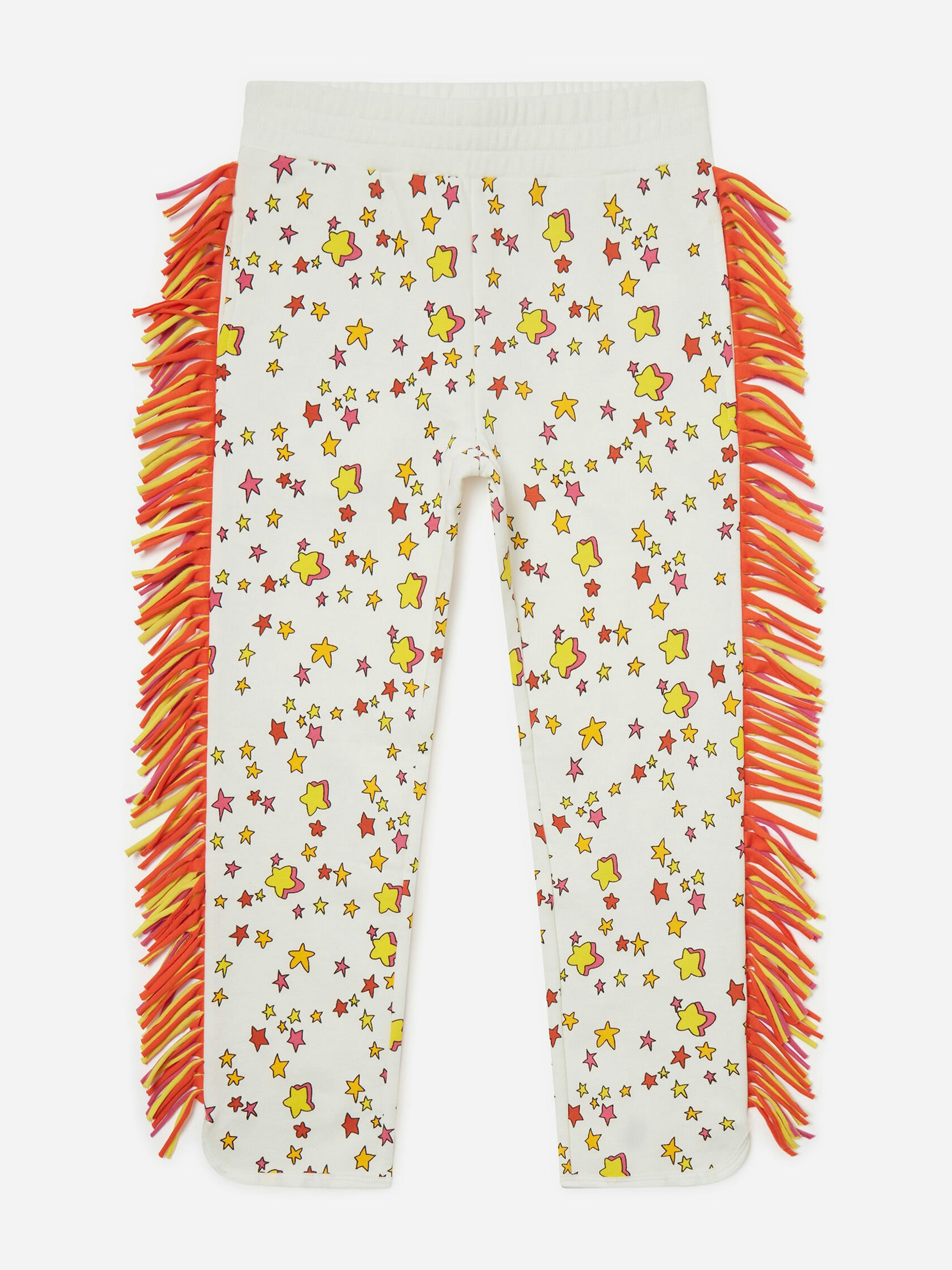 Stella Mccartney Kids Girls Ivory Stella Mccartney Fringed Star Joggers In - 14 Yrs