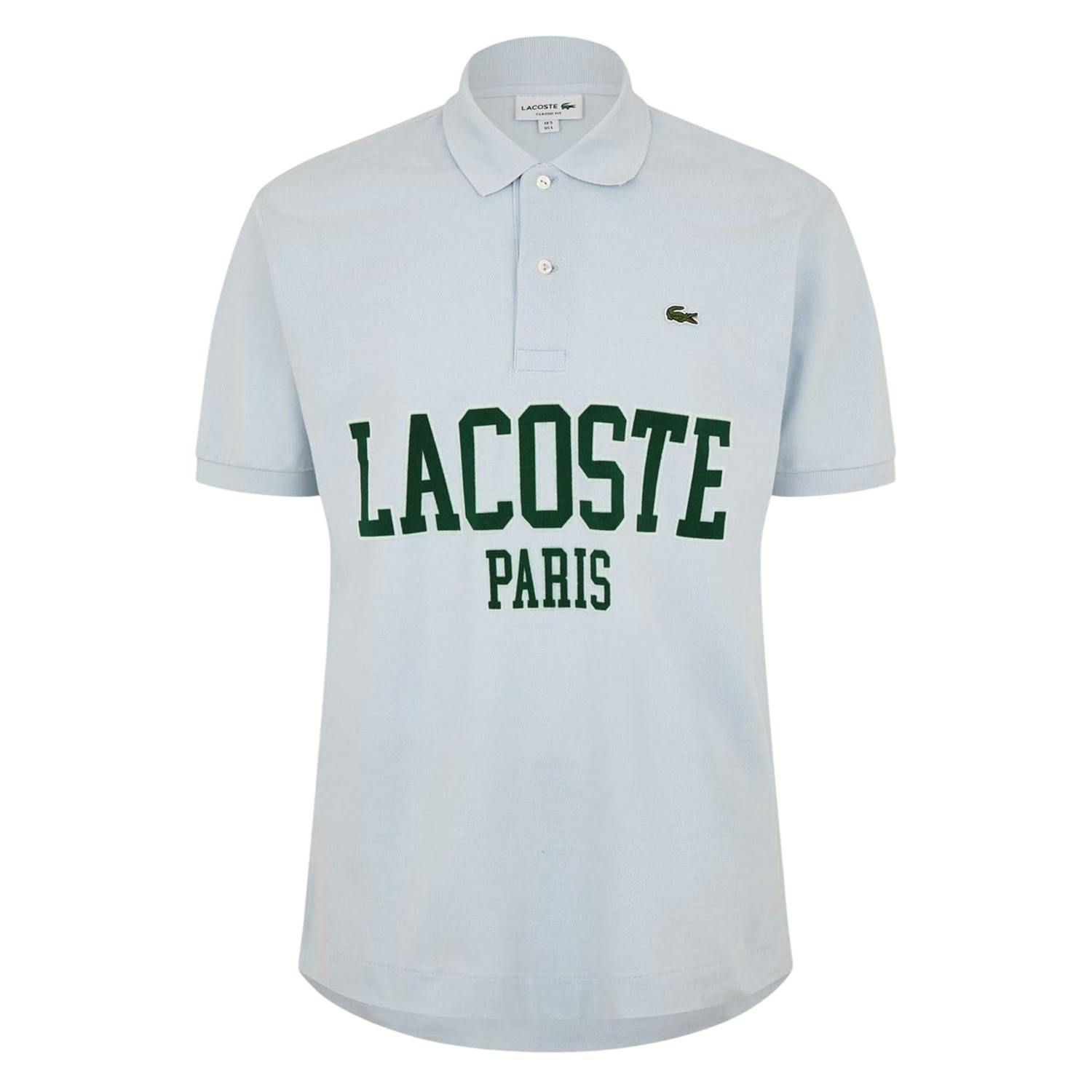 Lacoste Men's Blue Paris Lettering Regular Polo Shirt - S - 100% Cotton