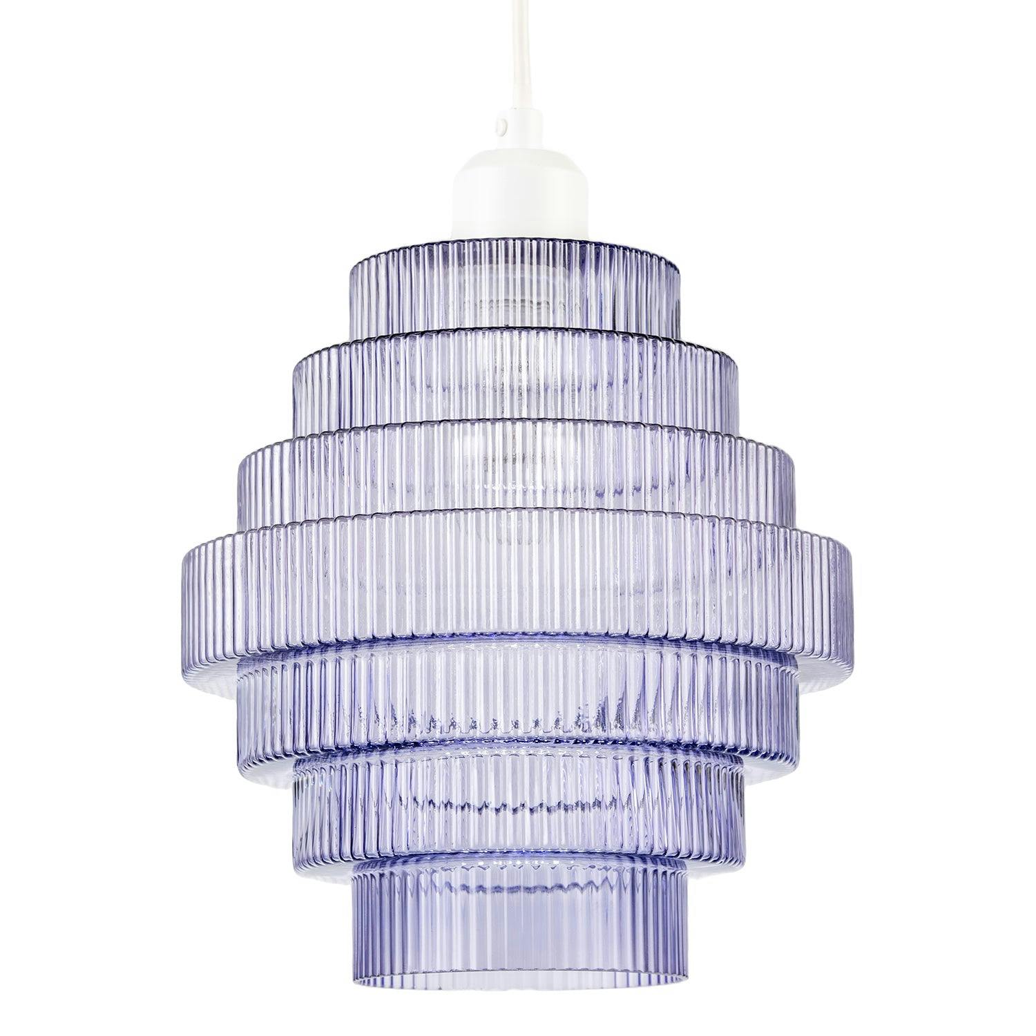 Rackhams Lavender Tiered Stepped Design Smoked Glass Pendant Ceiling Lamp Shade
