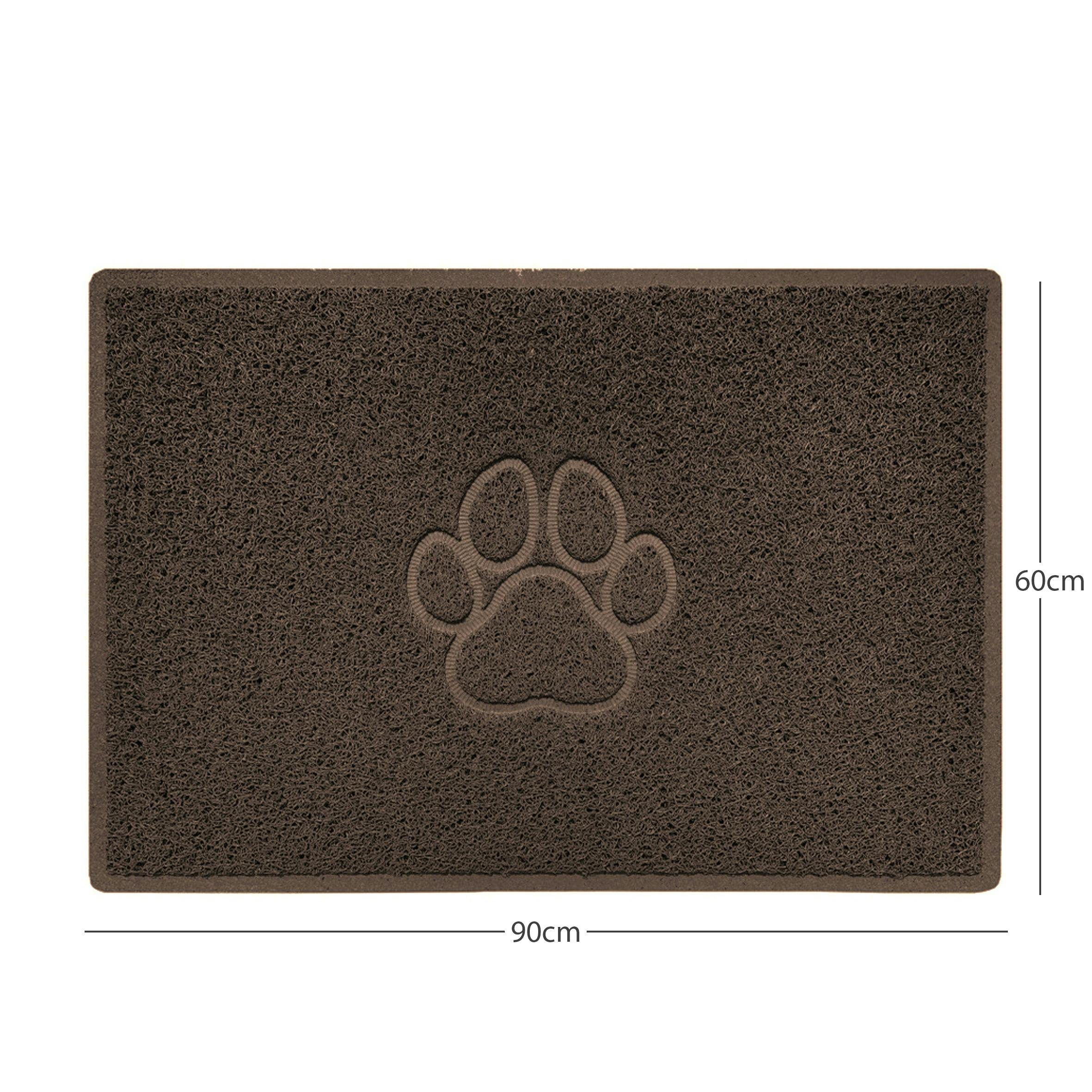 Rackhams Brown "Paw Print" Embossed Loofah Textured Spaghetti Door Mat - 90Cm X 60Cm - Yes (Suitable For Indoors)