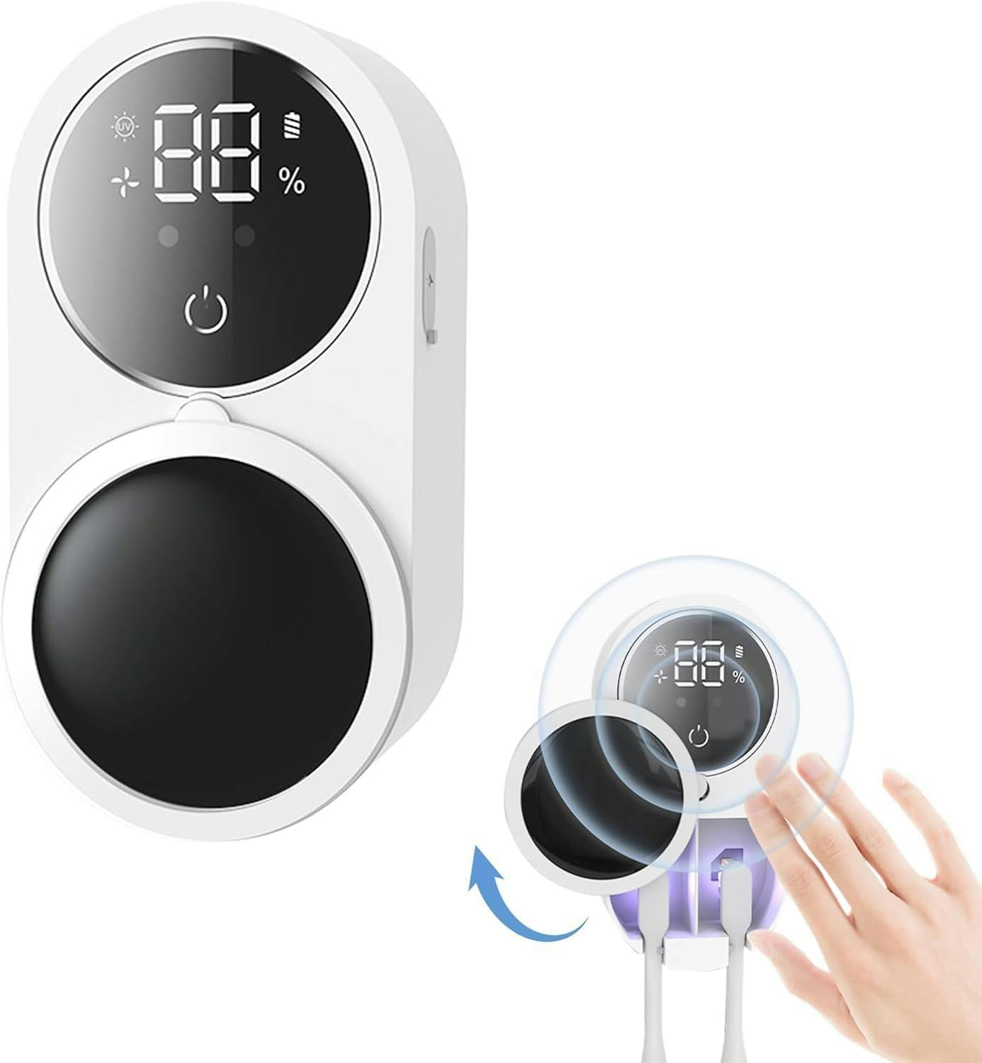 Dragodirect White Smart Uv Toothbrush Sanitizer Case With Wave Sensor Rechargeable - One Size - Uv Toothbrush Holder