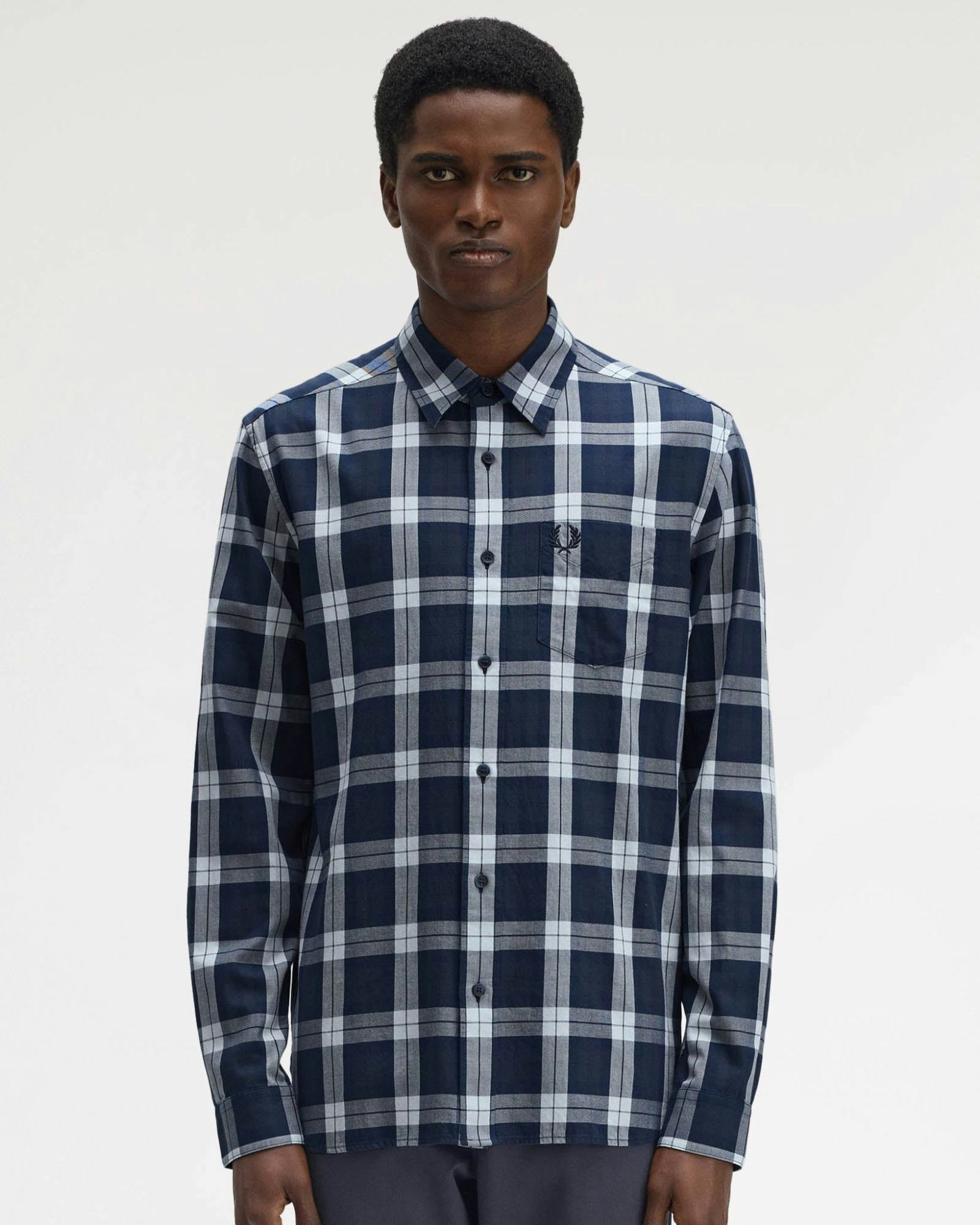 Fred Perry Men's Dark Tartan Twill Shirt - Airforce 738 - Airforce 738 - L