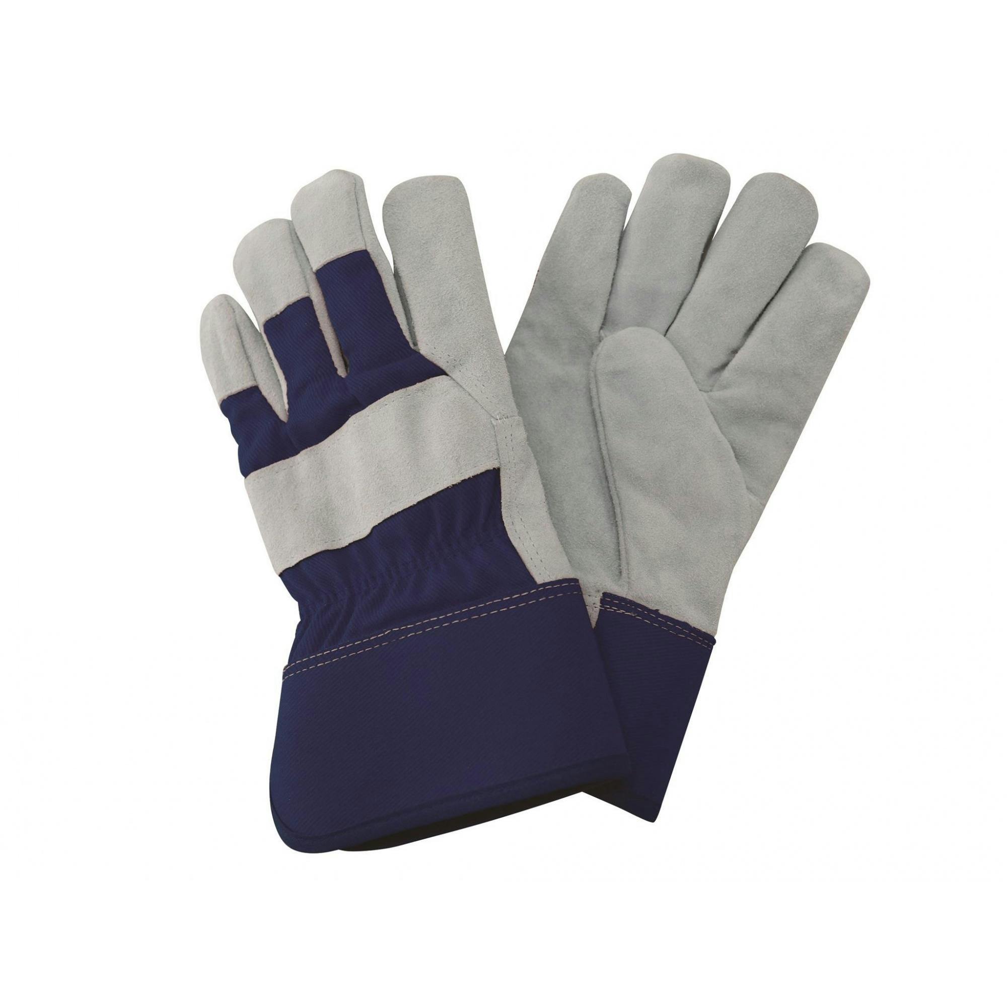 Rackhams Men's Blue/White Fleece Lined Rigger Gloves - Navy - Navy - Navy, Large