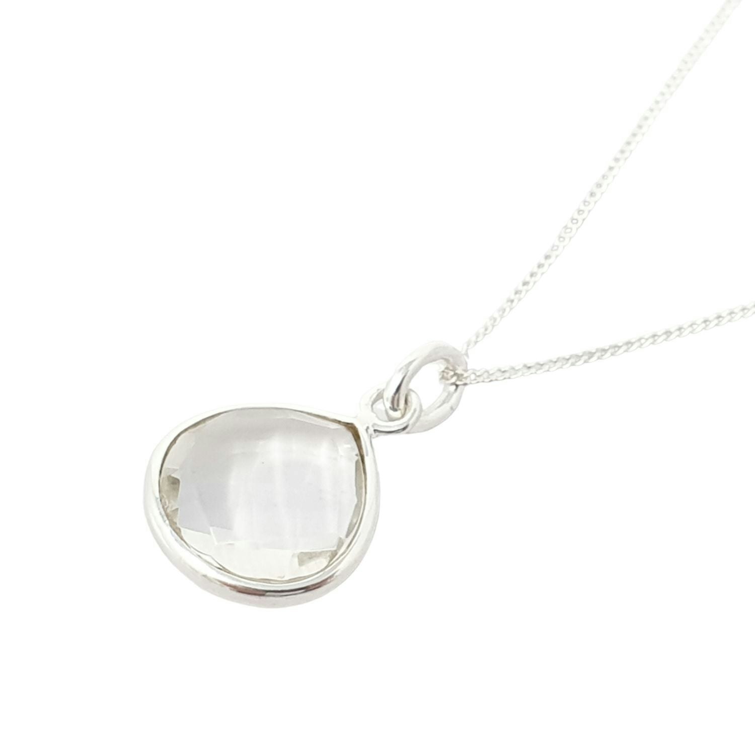 Harfi White/Silver Topaz Charm April Birthstone Sterling Necklace