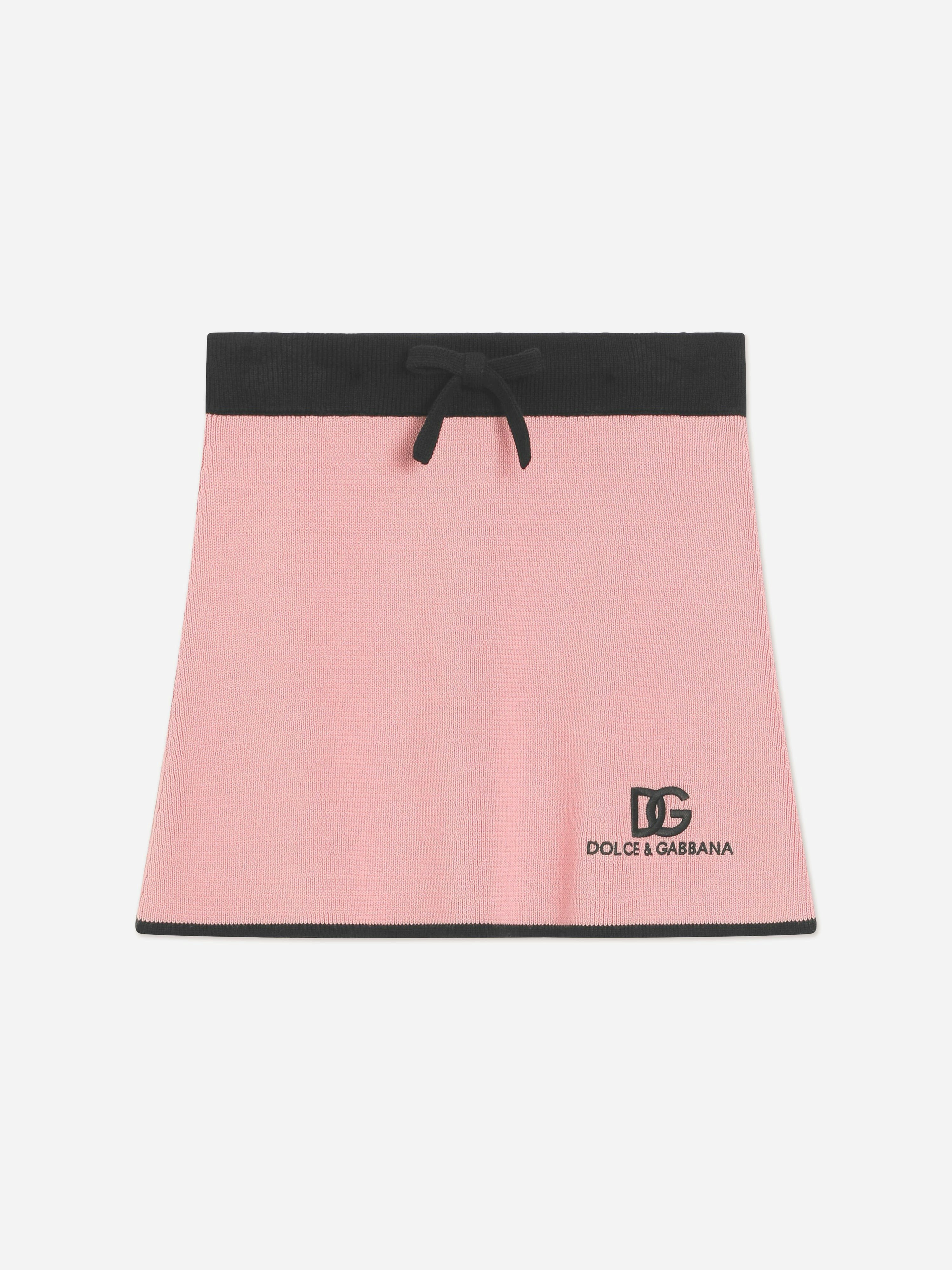 Dolce & Gabbana Kids Girls Pink Dolce & Gabbana Cashmere Logo Skirt In - 10 Yrs