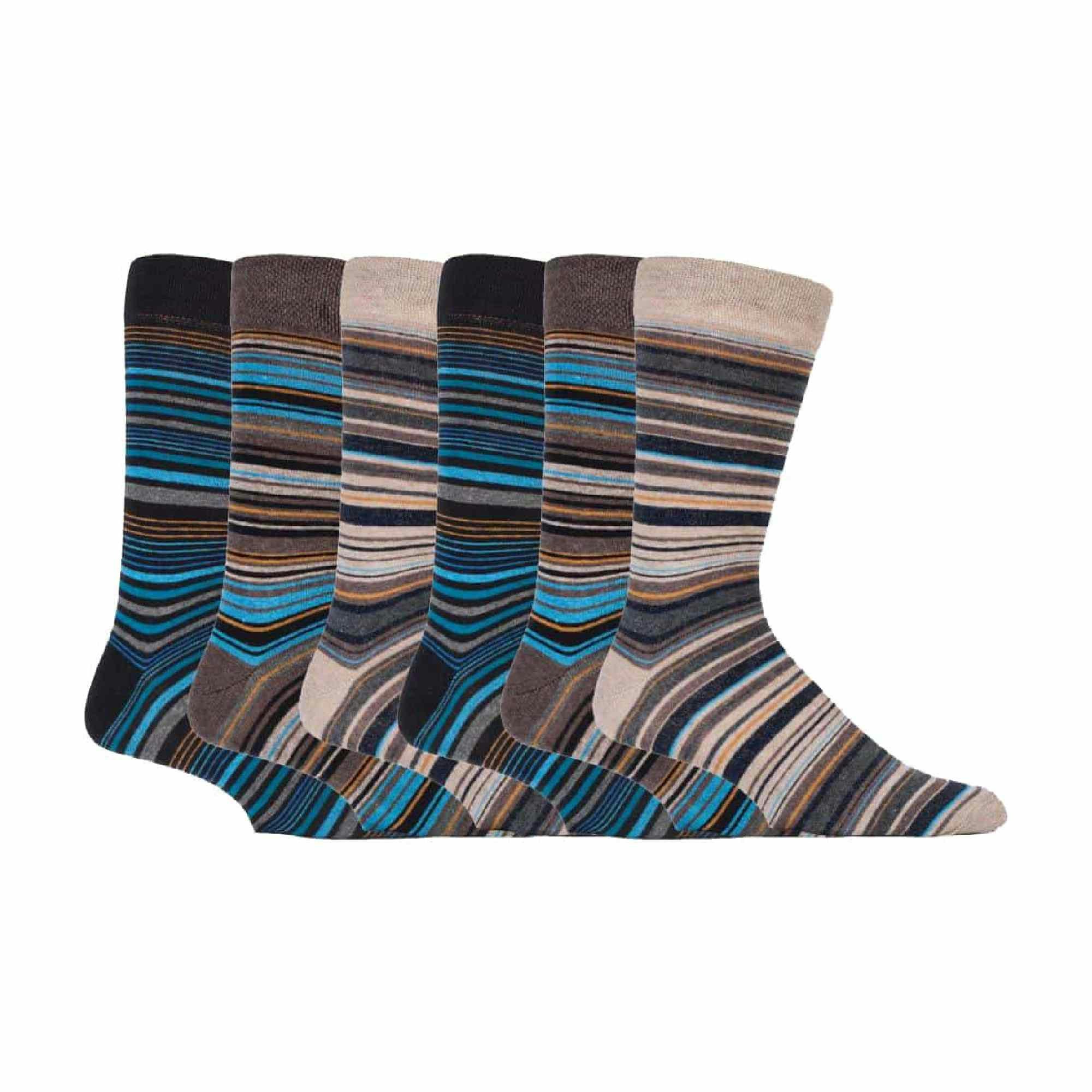 Sock Snob Men's 6 Pack Colourful Striped Patterned Dress Cotton Socks - Ss Bangkok - 6-11 Uk