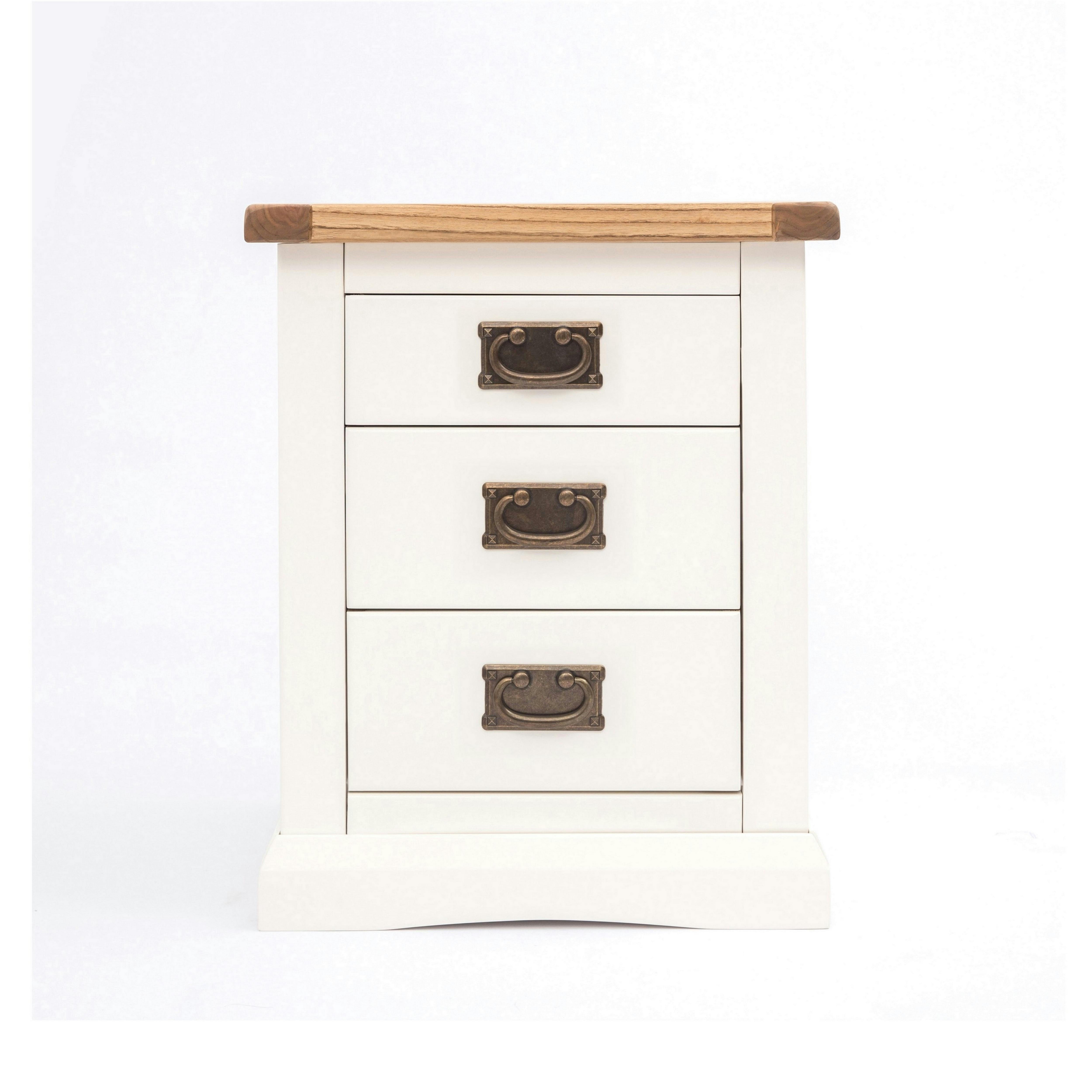 Rackhams White Cosenza 3 Drawer Bedside Table - Off