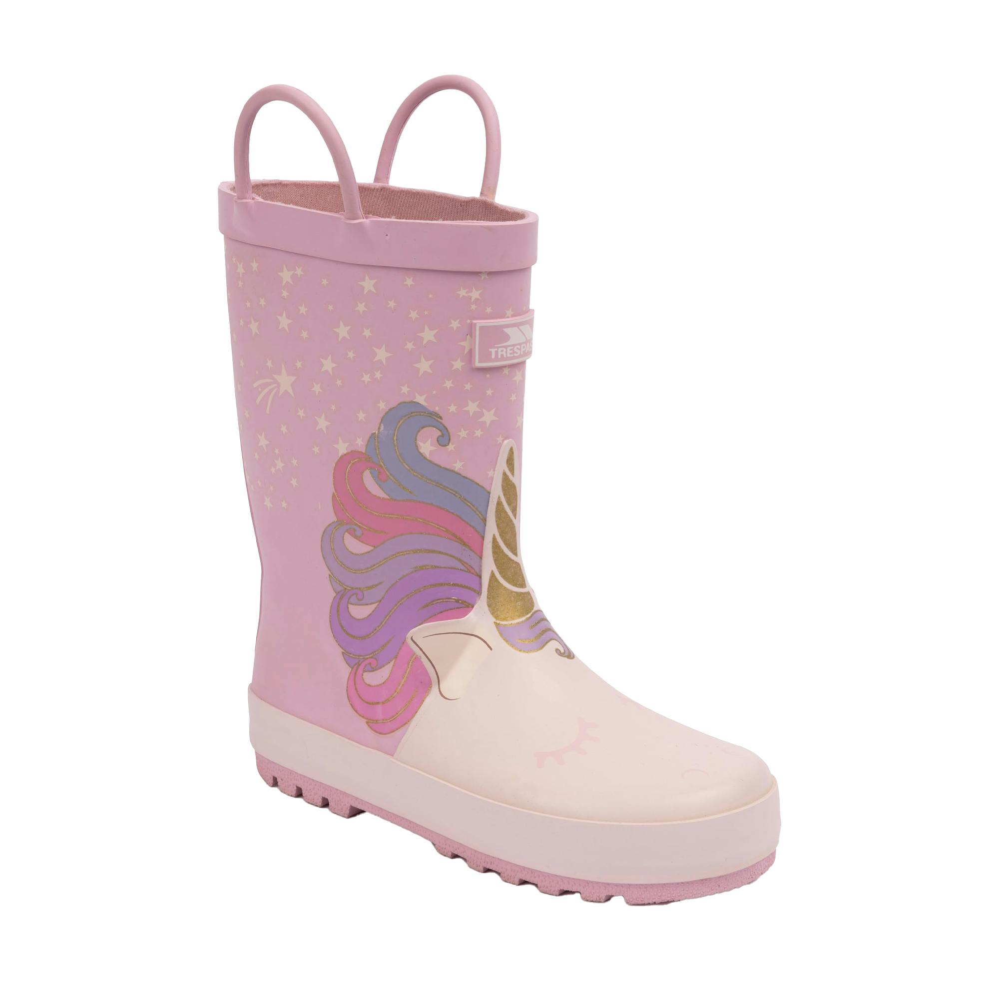 Trespass Pink Kids Unicorn Wellington Boots - 8 Uk Child