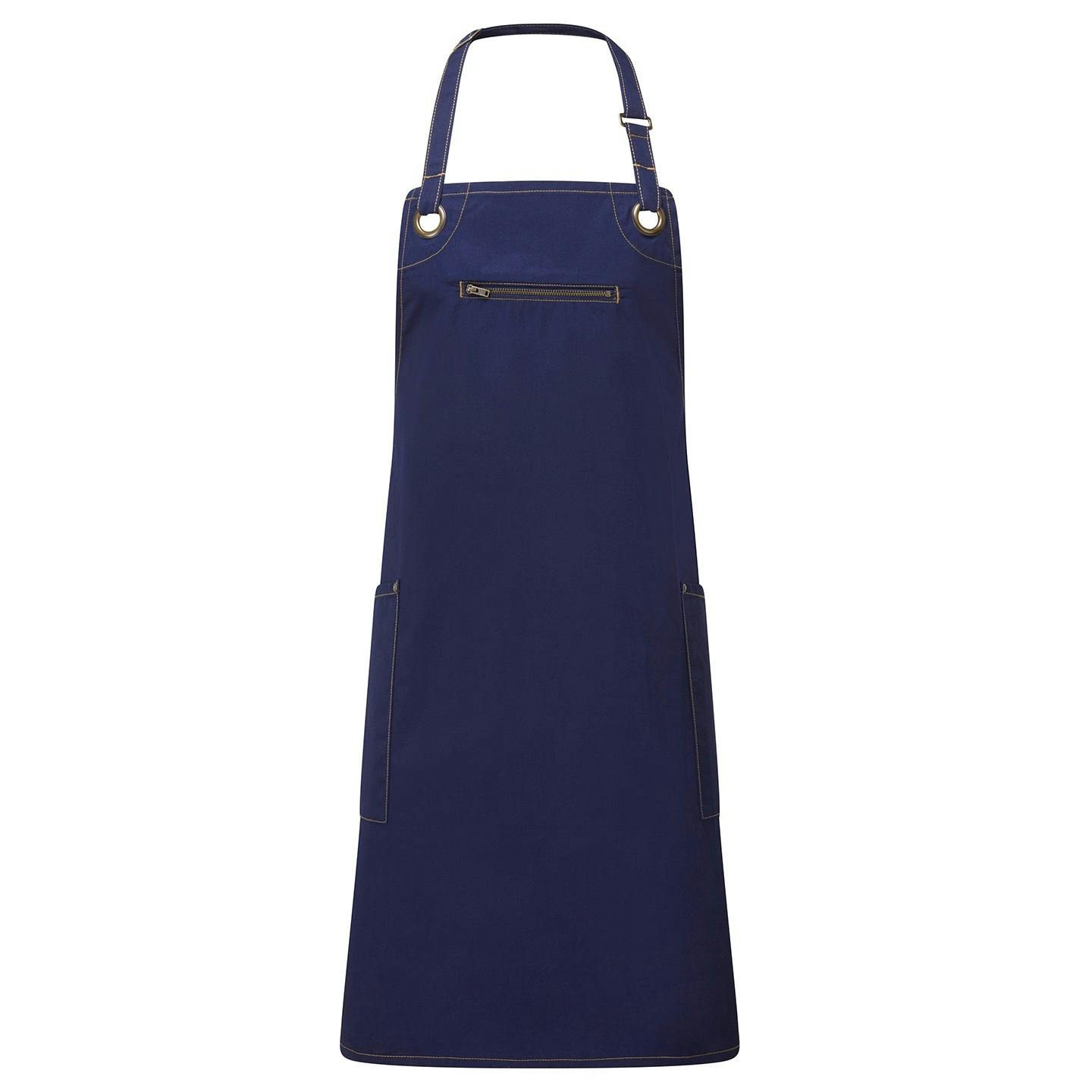 Premier (One Size, Navy/Camel) Unisex Adult Barley Sustainable Contrast Stitching Full Apron - Image 2