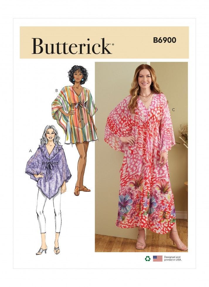 Butterick Women's Sewing Pattern 6900, Caftans For B5 (8-10-12-14-16) - Easy - Y5 (18-20-22-24-26)