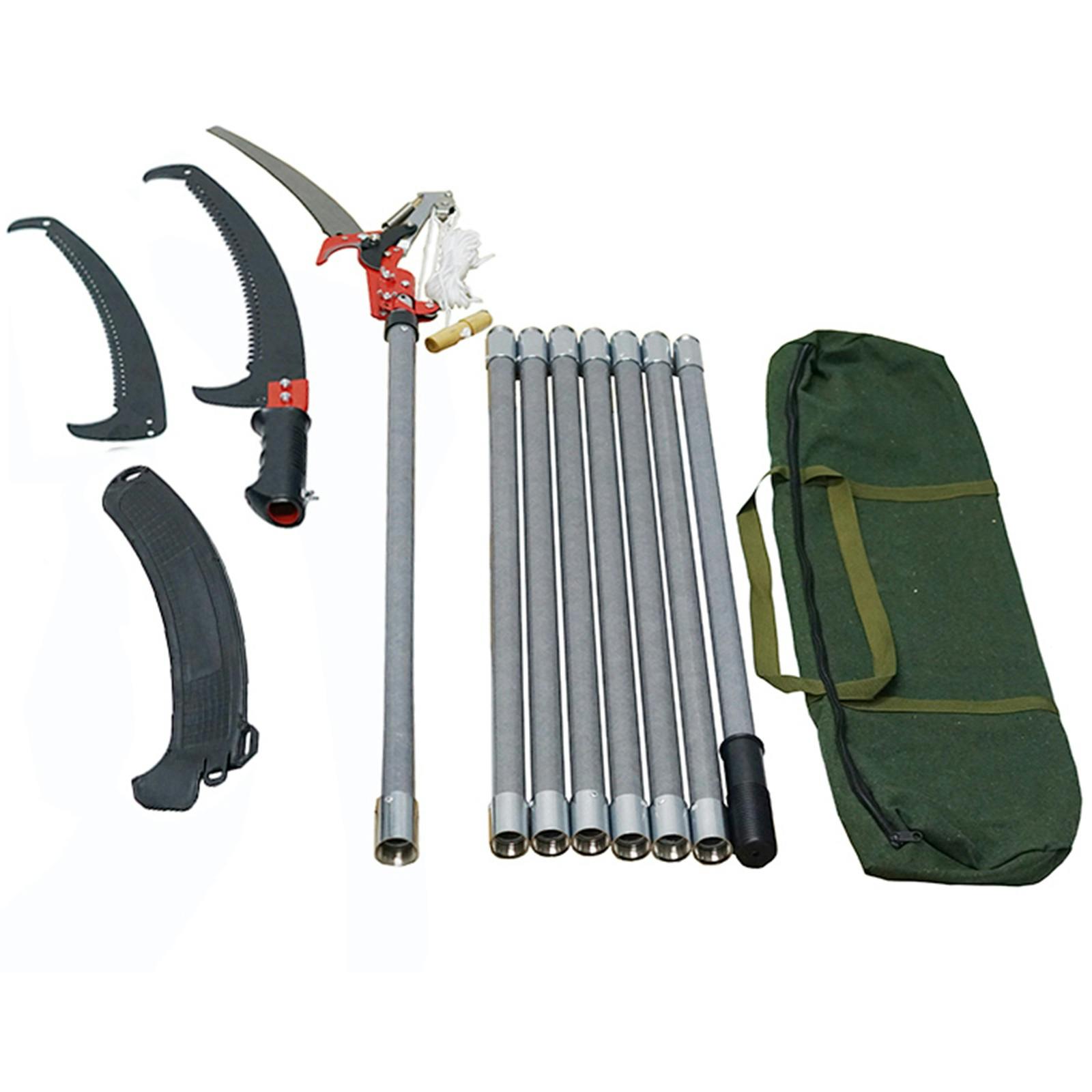 Rackhams Manual Pole Saw 2In1 Extendable Tree Pruner 7.3-27 Ft Fiberglass Pole Scissors