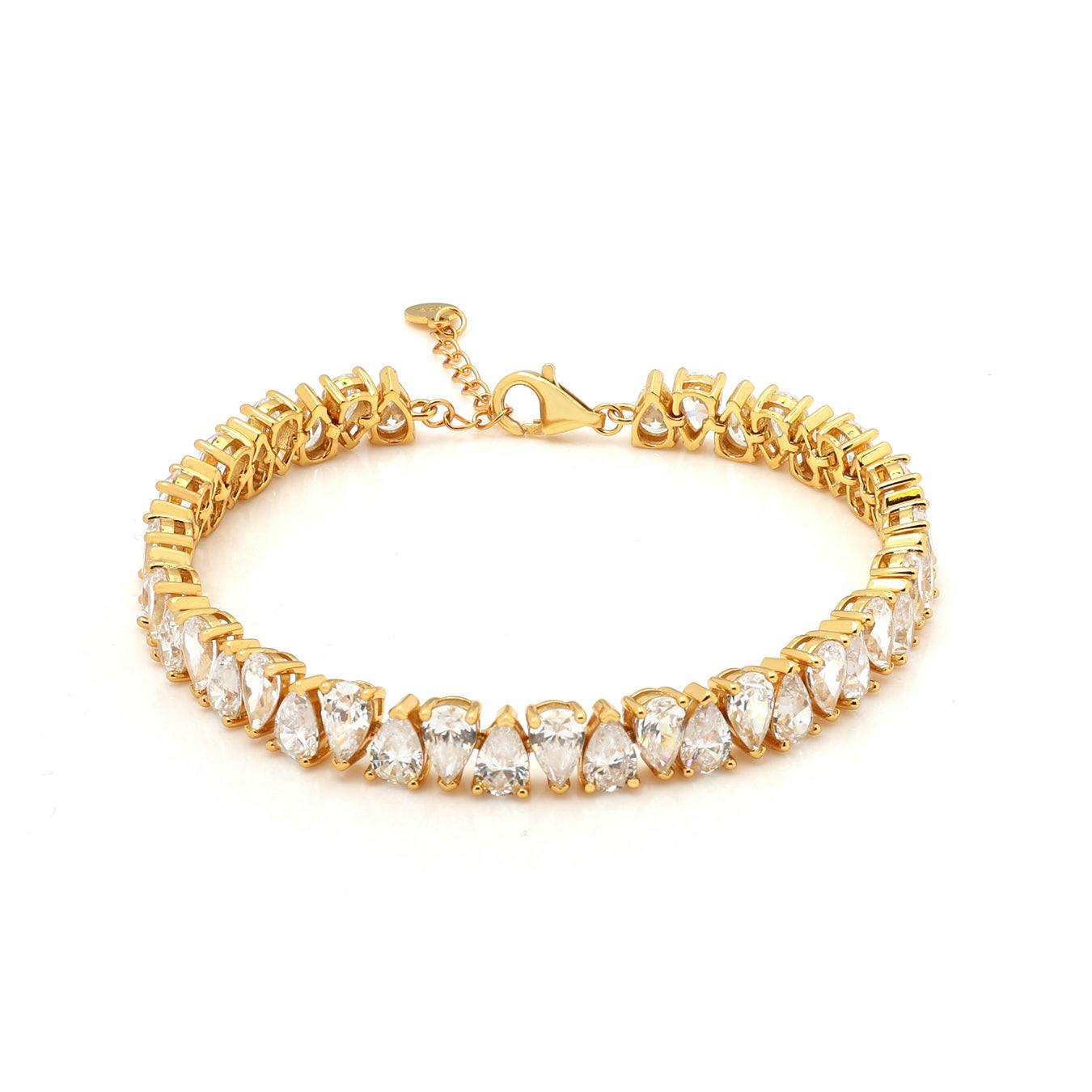 Say It With Womens Pear Adjustable Tennis Bracelet, Yellow Gold, Men - Image 2