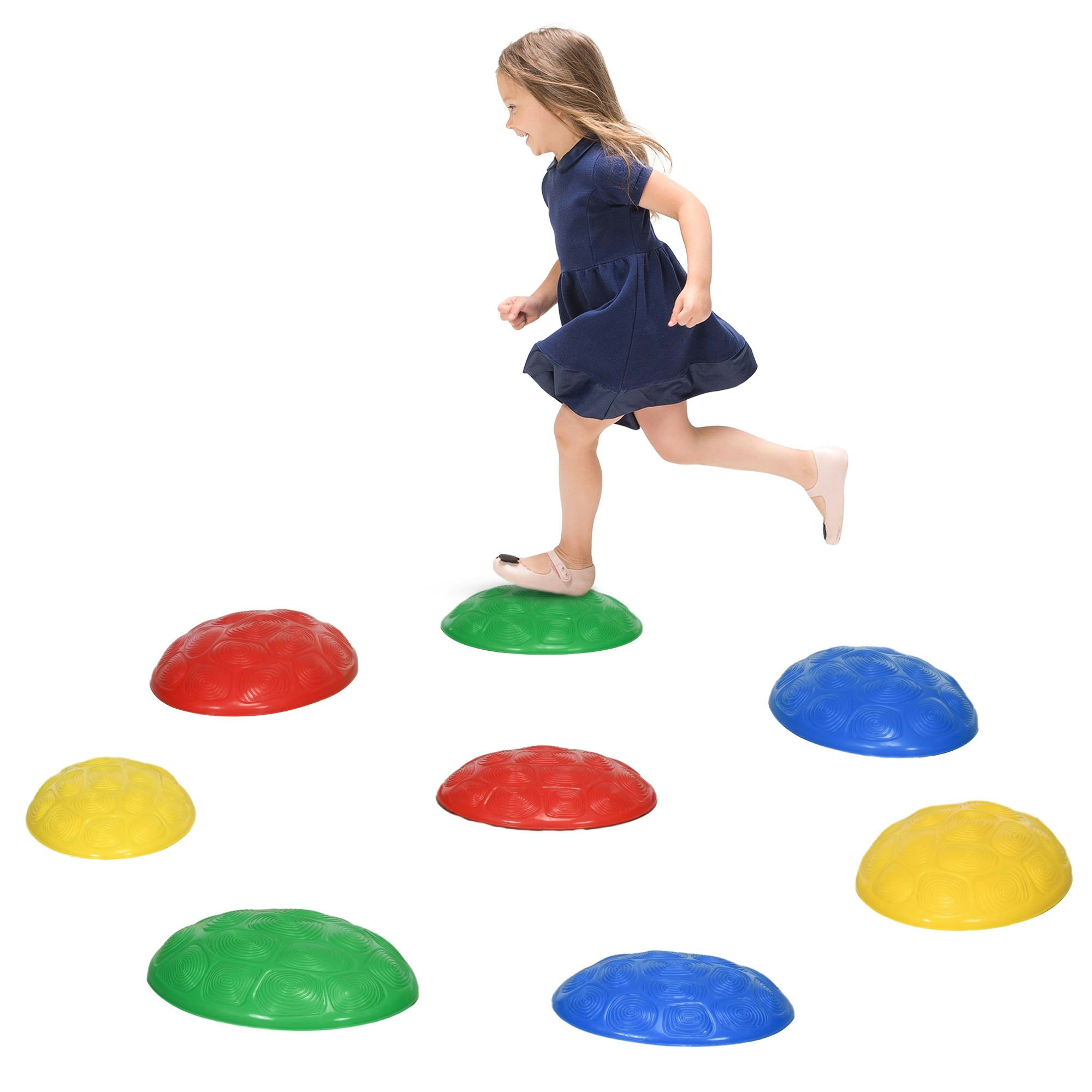 Zonekiz 8Pcs Balance River Stones W/ Non-Slip Mats For Ages 3-8 Years Size 3