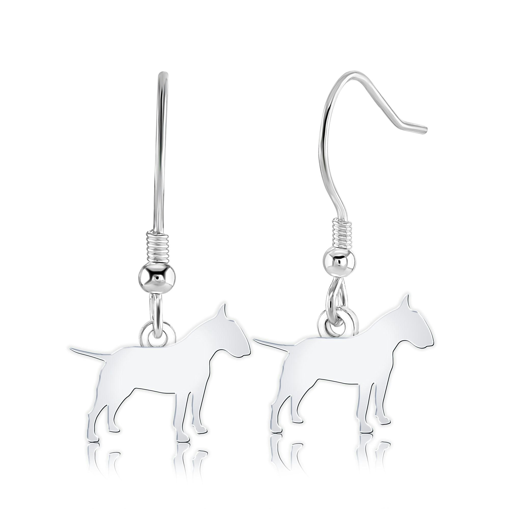 Mylee London Silver Bull Terrier Silhouette Earrings - No - Hook