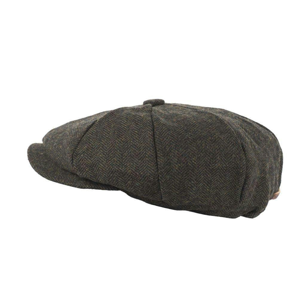 Heritage Traditions Green Carlyle Tweed Herringbone Newsboy Cap - Herringbone