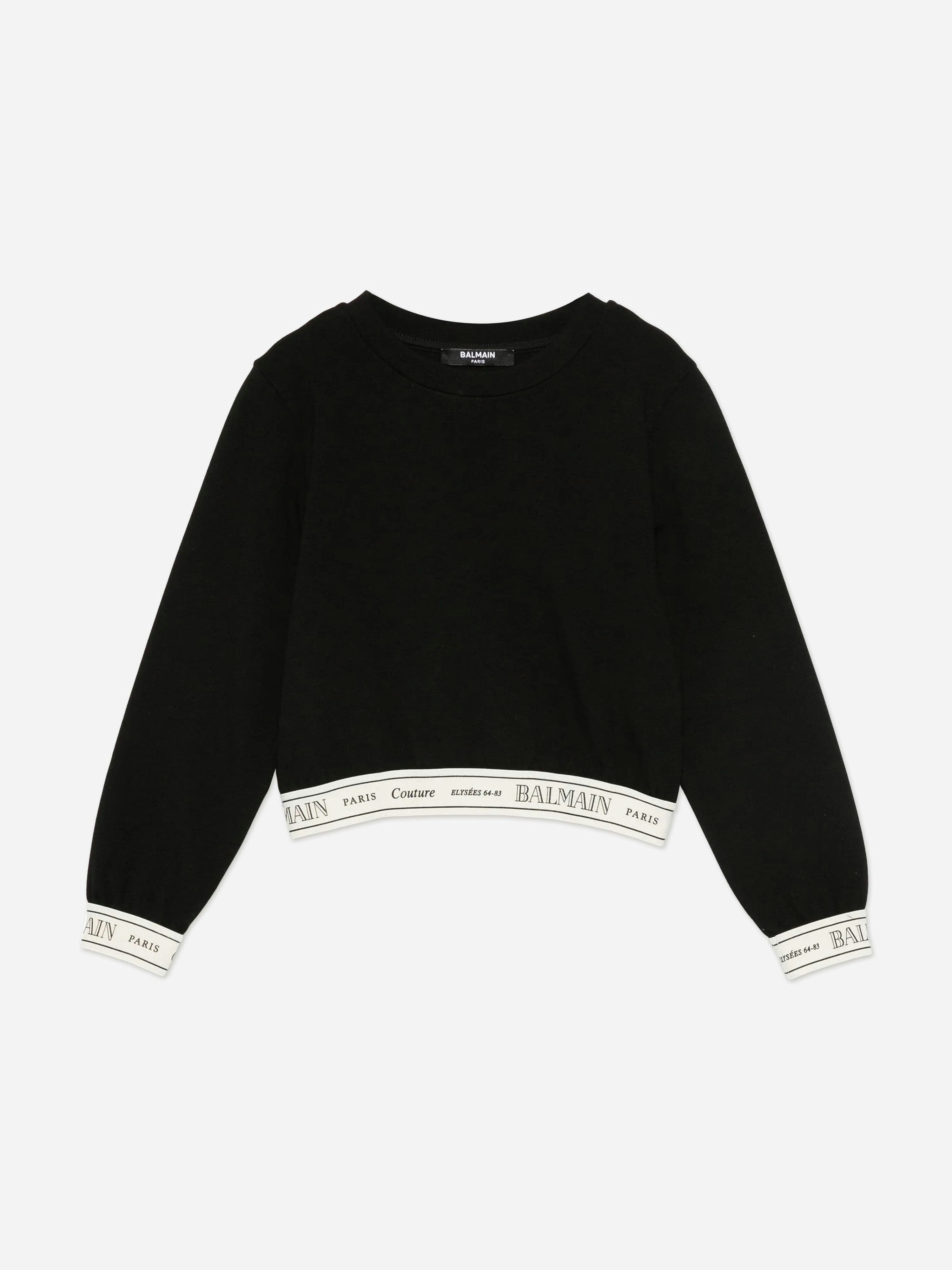 Balmain Girls Black Logo Band Sweatshirt In - 8 Yrs