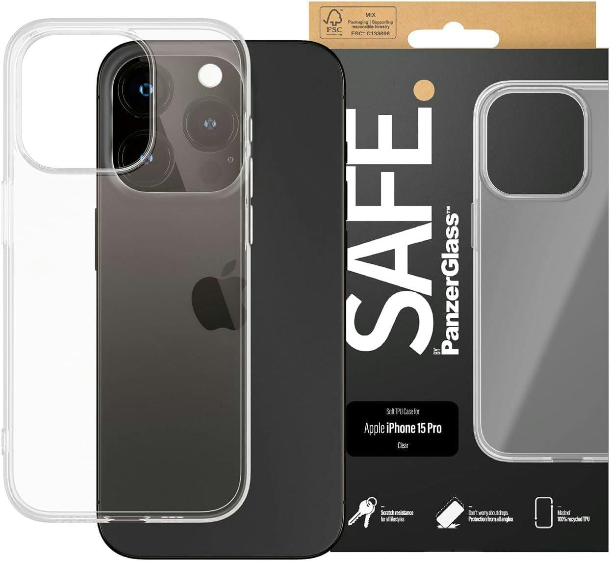 Panzerglass Light Panzer Glass Safe Soft Tpu Case For Iphone 15 Pro 6.1" Clear - Safe95539