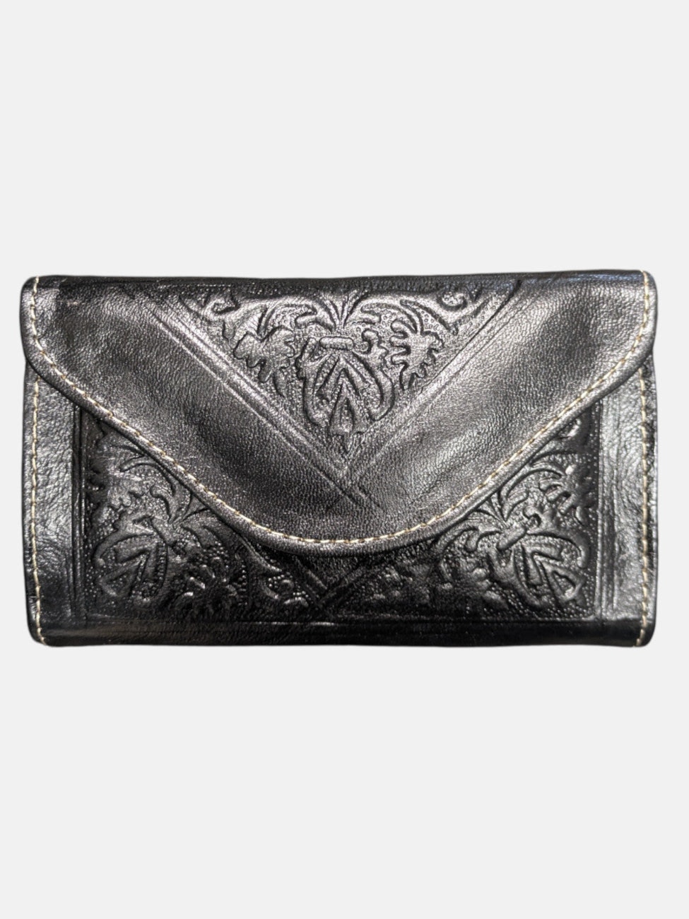 Berber Leather Black Small Leather Tri-Fold Purse