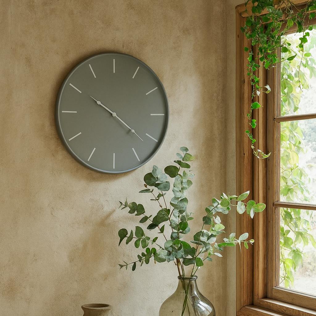 B&Q -  Large Minimalist Grey Metal Wall Clock 800mm - Image 3