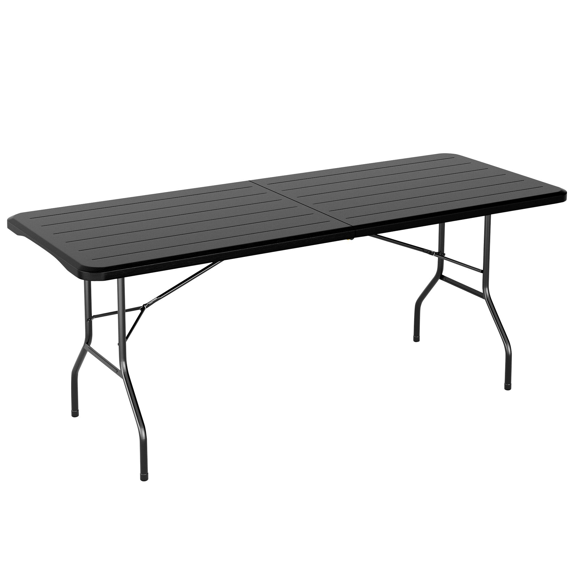 Mcc 6Ft (180Cm) Folding Table Heavy Duty Indoor & Outdoor Plastic Table For Garden, Picnic, Bbq, Camping, Party & Catering (Dark Wood) - Image 2