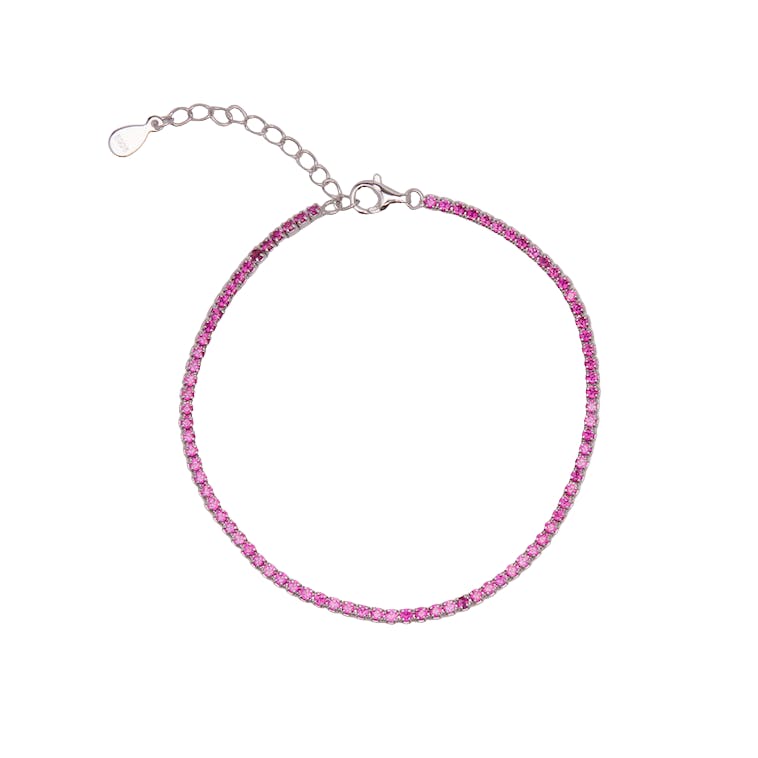 Spero London Silver Fine Sterling Cz Ruby Tennis Bracelet