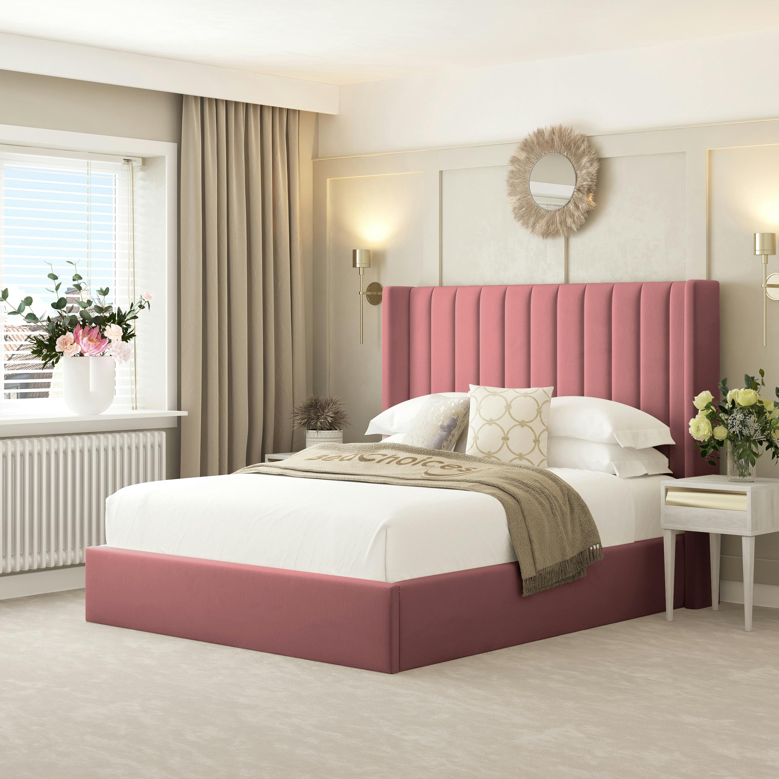 Rackhams Pink Madison Bed Frame With 54" Headboard - Double