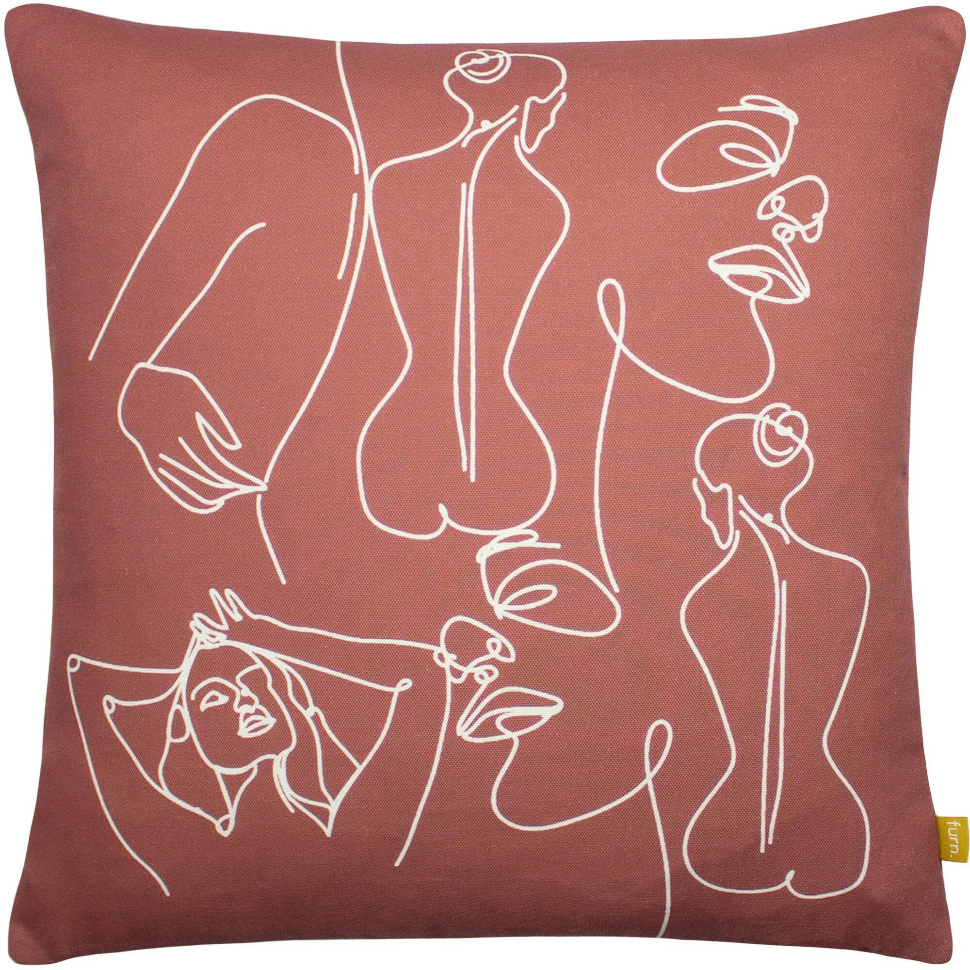 Furn Red Recycled Bodyart Cushion Cover - Clay - 43Cm X 43Cm - Clay - 100% Repreve Polyester