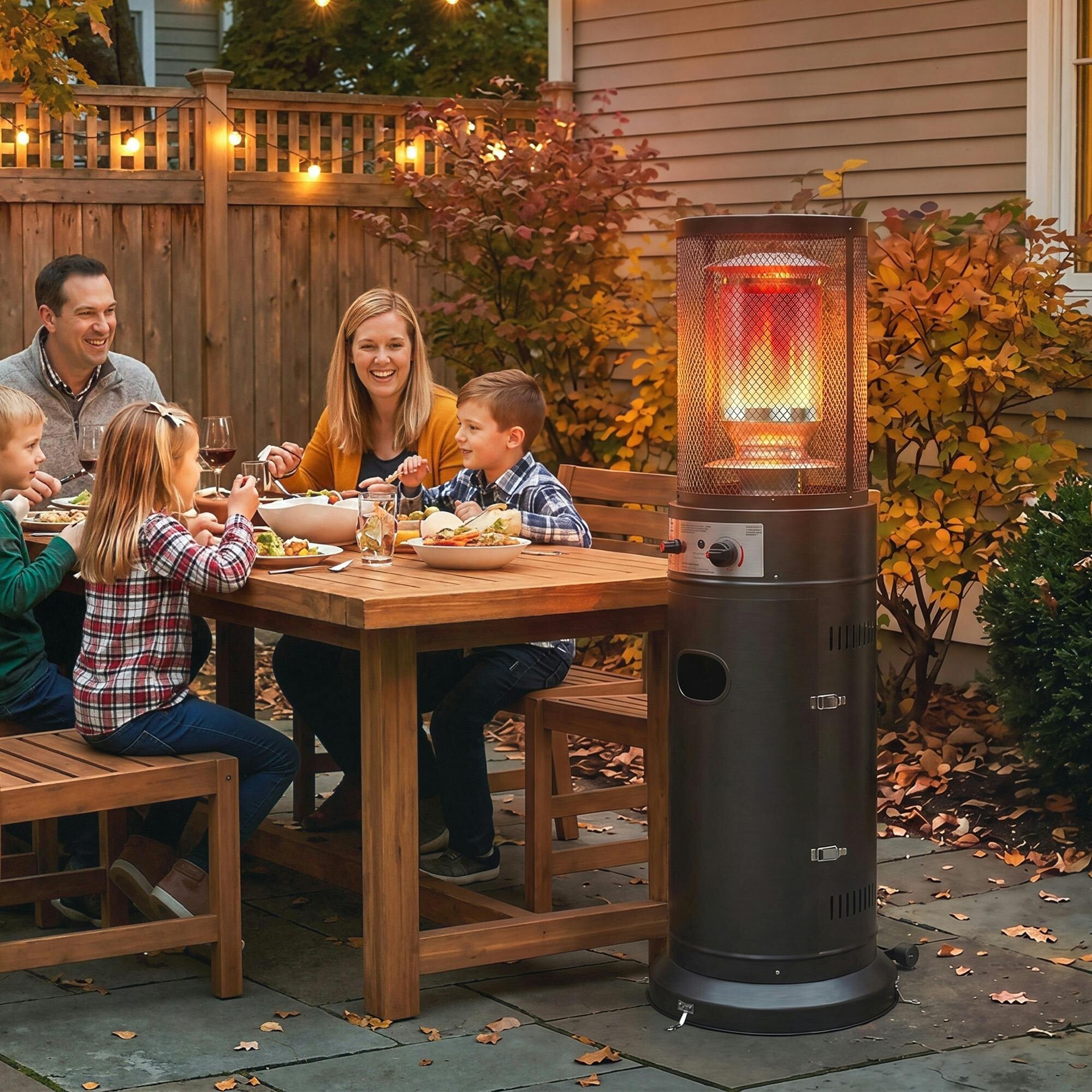 Outsunny Black Gas Patio Heater, 11 Kw Portable Propane Outdoor Heater,