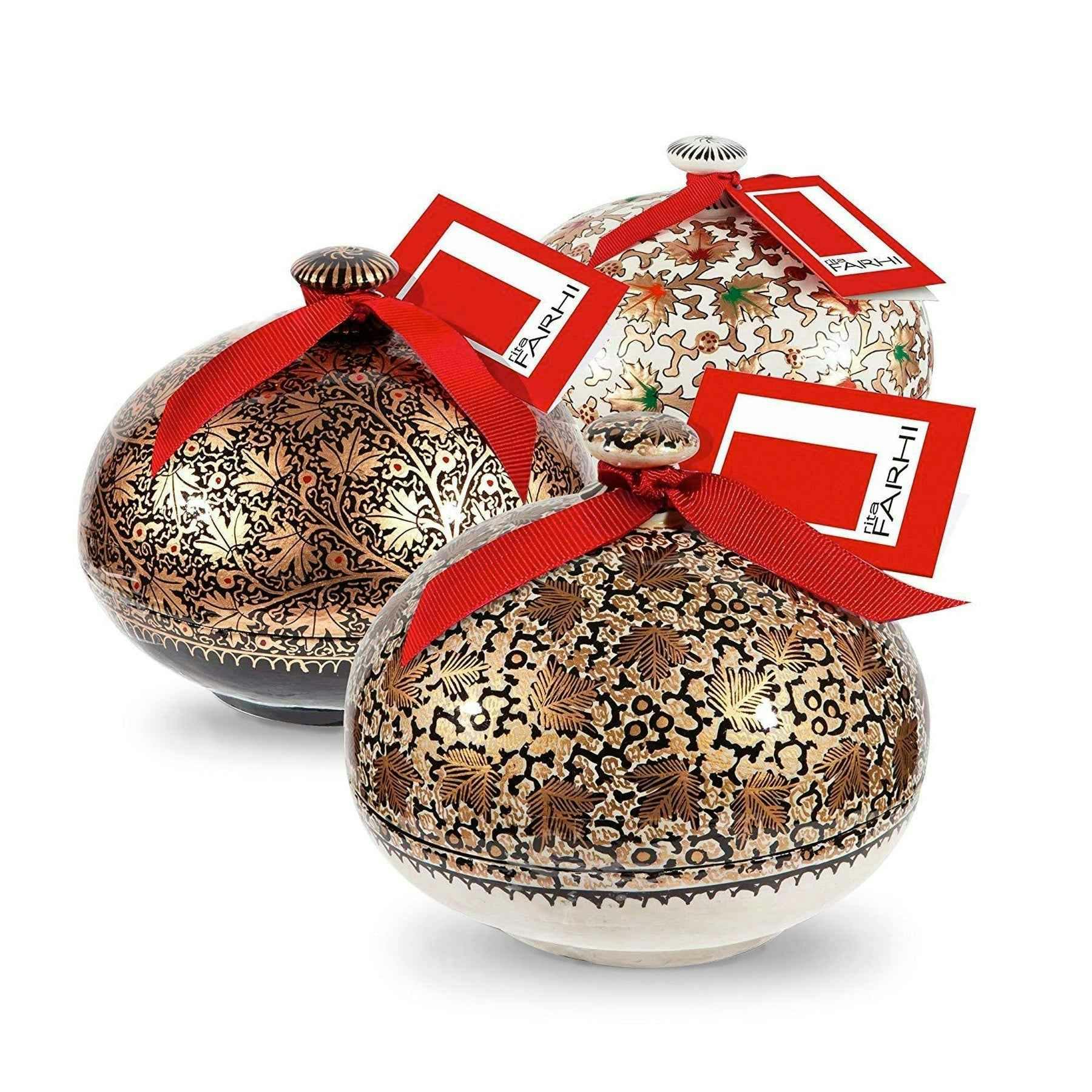 Rita Farhi Dark/Gold Large Handmade Bonbonnière Filled With Chocolate Coated Ginger, Palm Oil Free, 260G