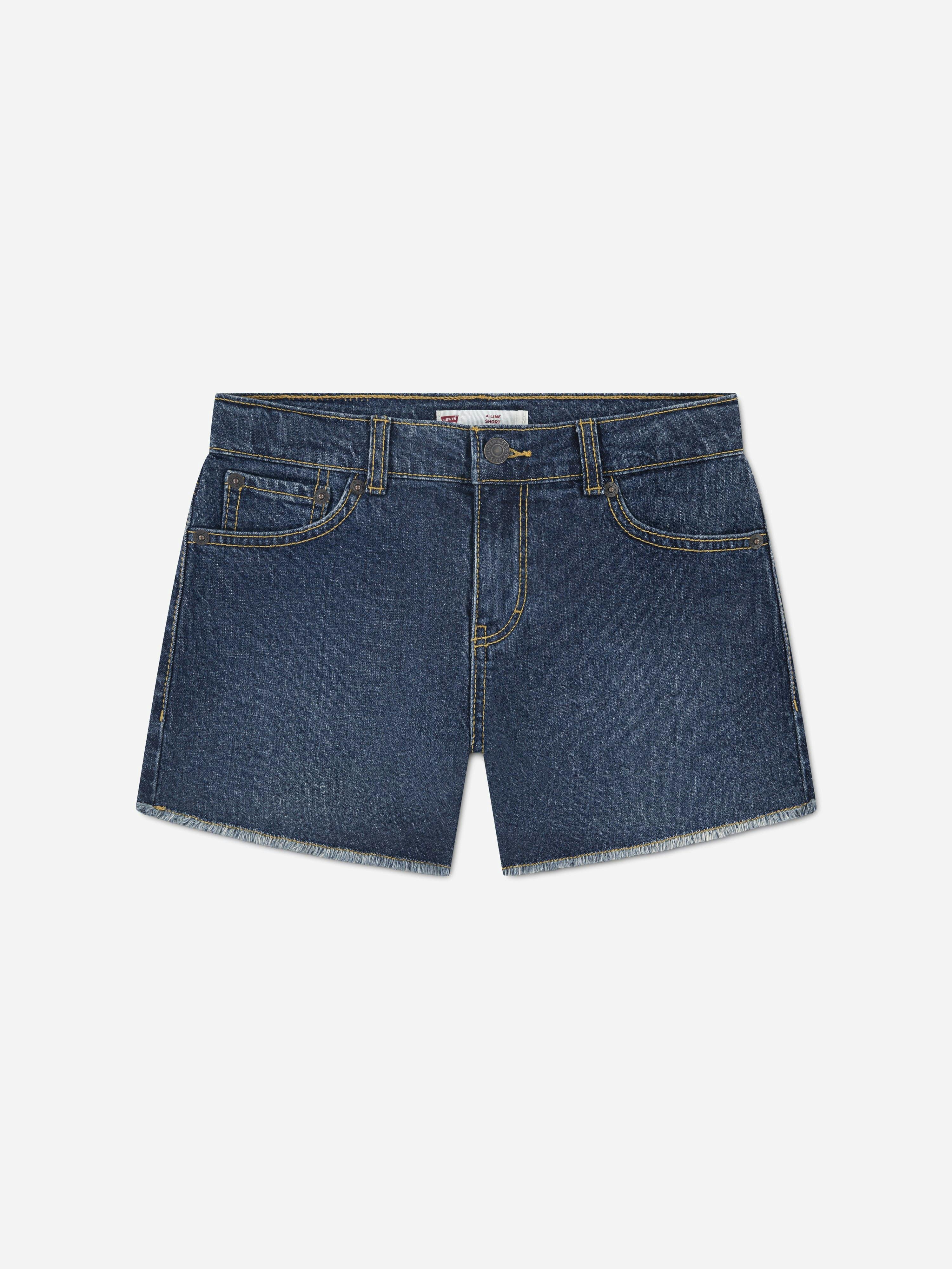 Levi's Kids Wear Girls Blue Levi's A Line Shorts In - 8 Yrs