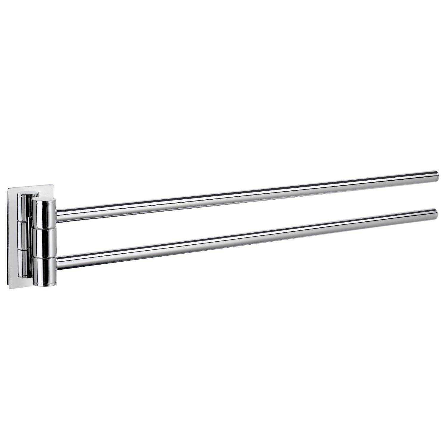 Smedbo Polished Chrome Swing Arm Double Towel Rail 44Cm/17.3" Wall Mounted With Concealed Screws Bathroom Towel Holder