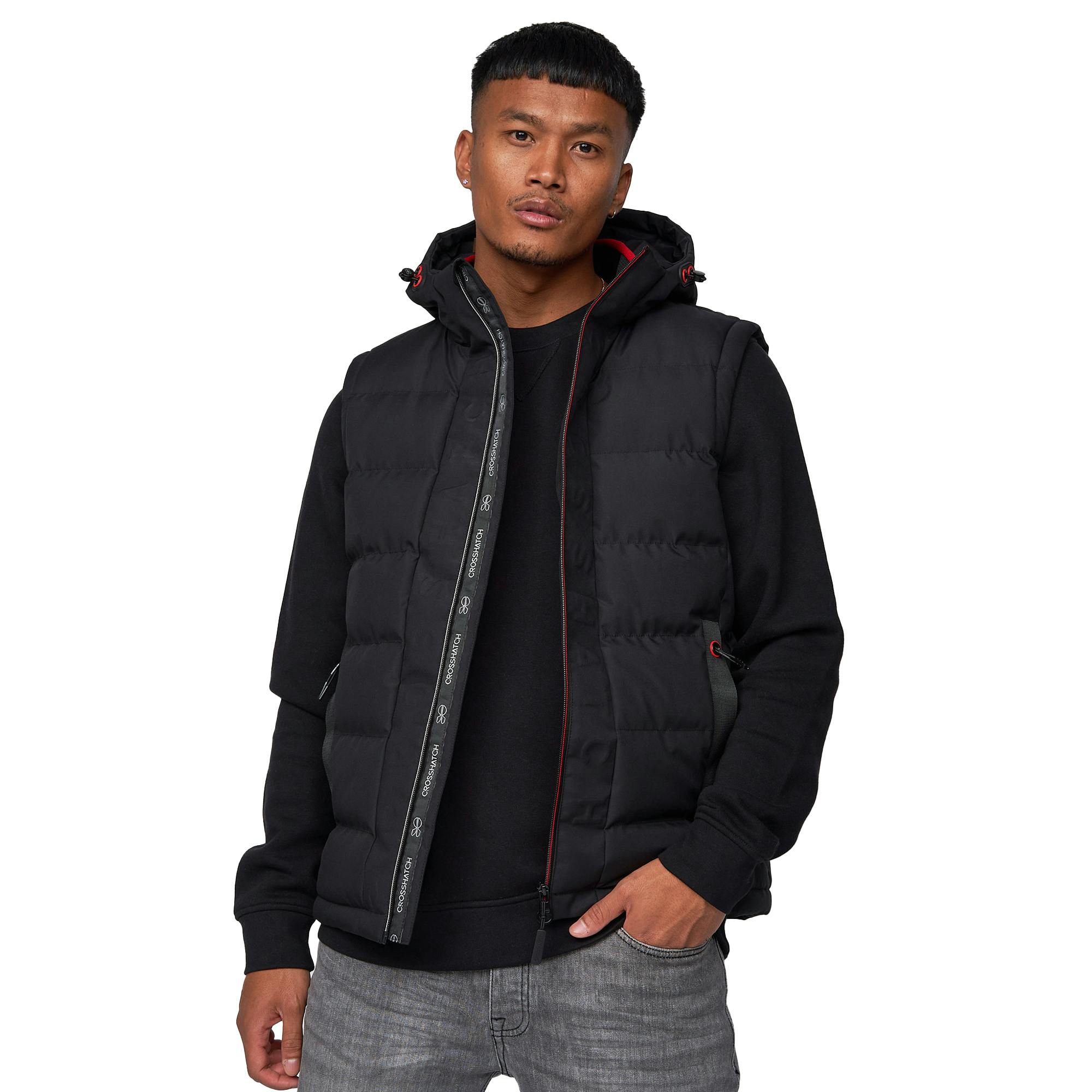 Crosshatch Men's Black Kampnew Embossed Gilet - S - 100% Polyester