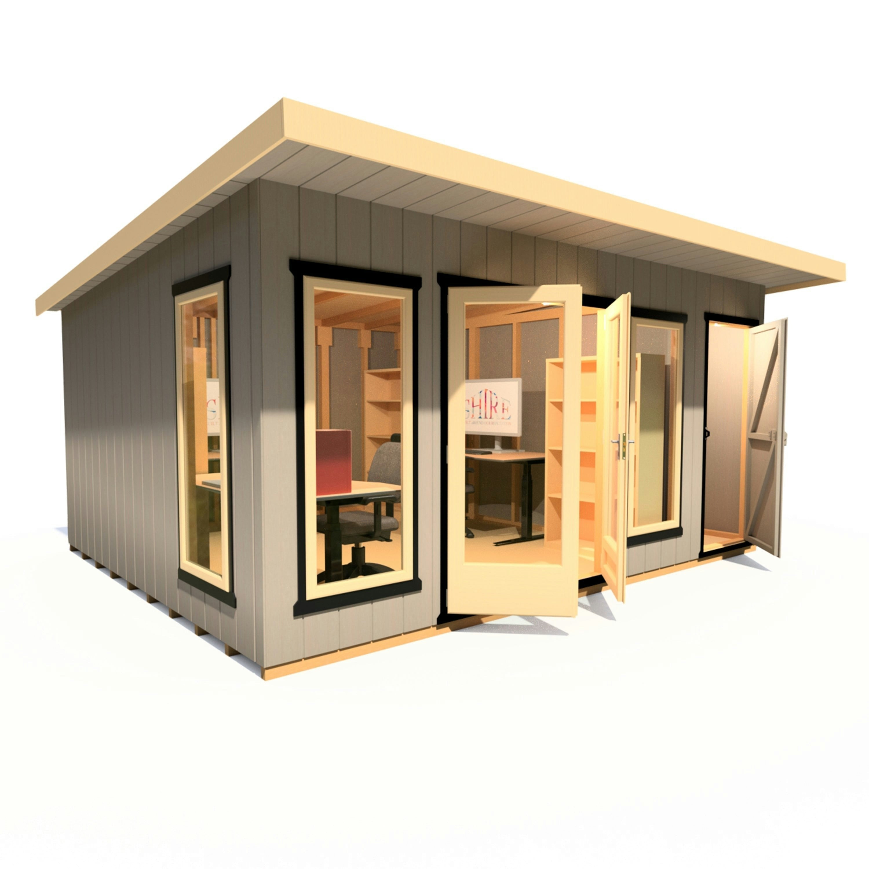 Rackhams Light 16X12 Insulated Garden Studio Office And Store Pent Roof