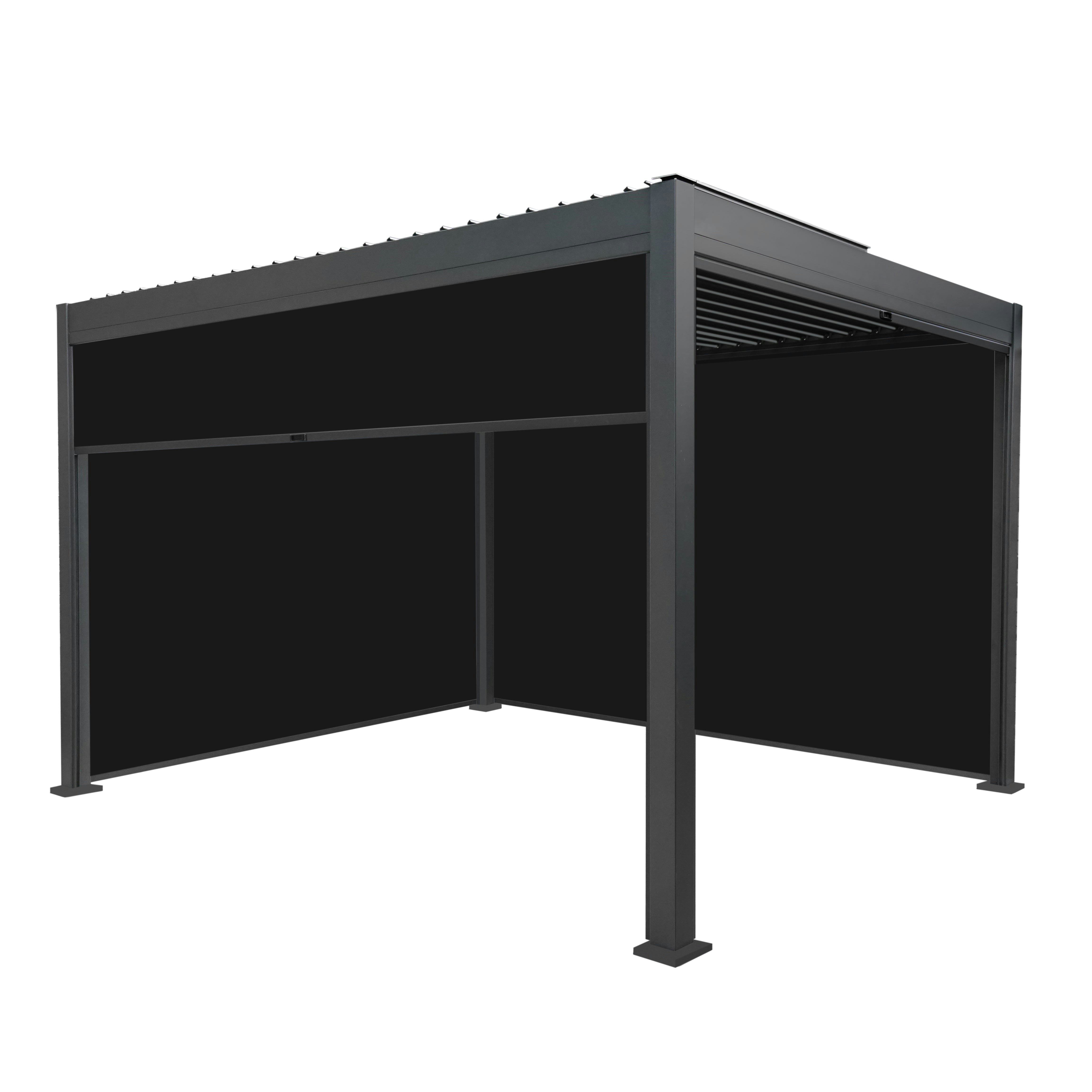 Rackhams Anthracite Aluminium Pergola With Blinds - 3M X 4M